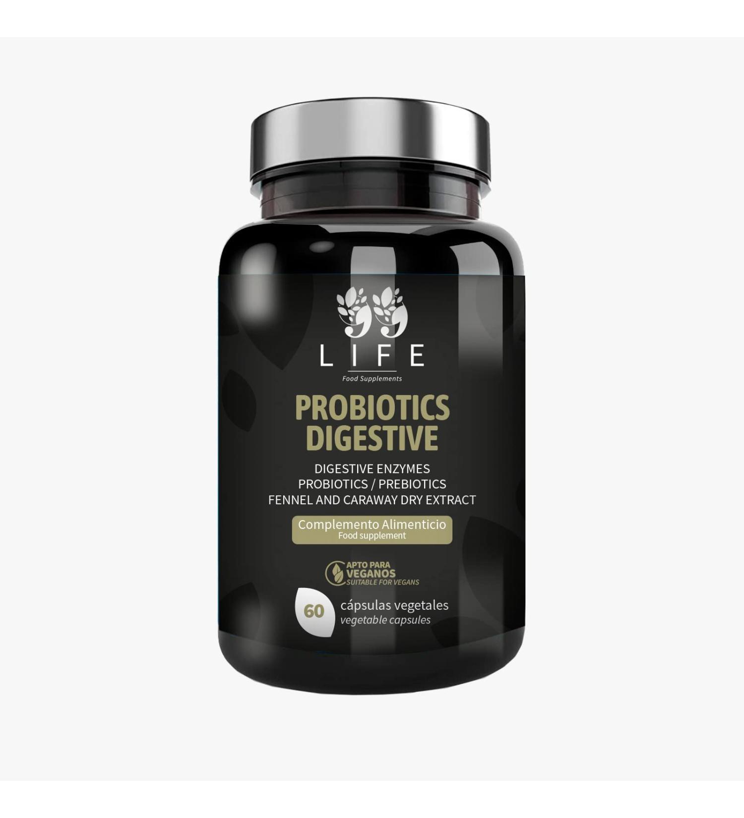 99 Life Digestive Enzymes & Probiotics | Supplement with Bromelase Papain & Digestive Enzyme | Improves Digestion & Protects Gut Flora | 60 Capsules - Buy Online on GoSupps.com