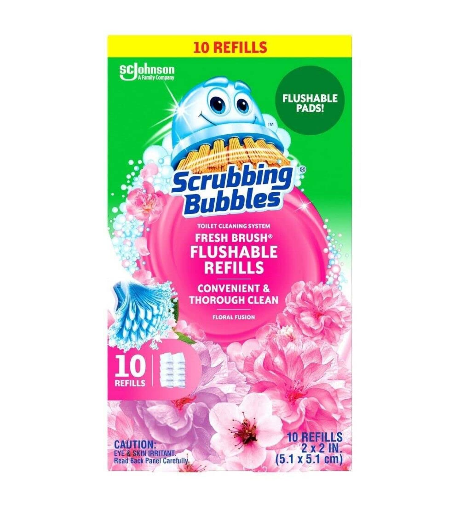 Scrubbing Bubbles Fresh Brush Flushables Refill - Toilet Cleaner Odor Eliminator & Limescale Remover Floral Fusion Scent | International Shipping Available - Buy Online on GoSupps.com