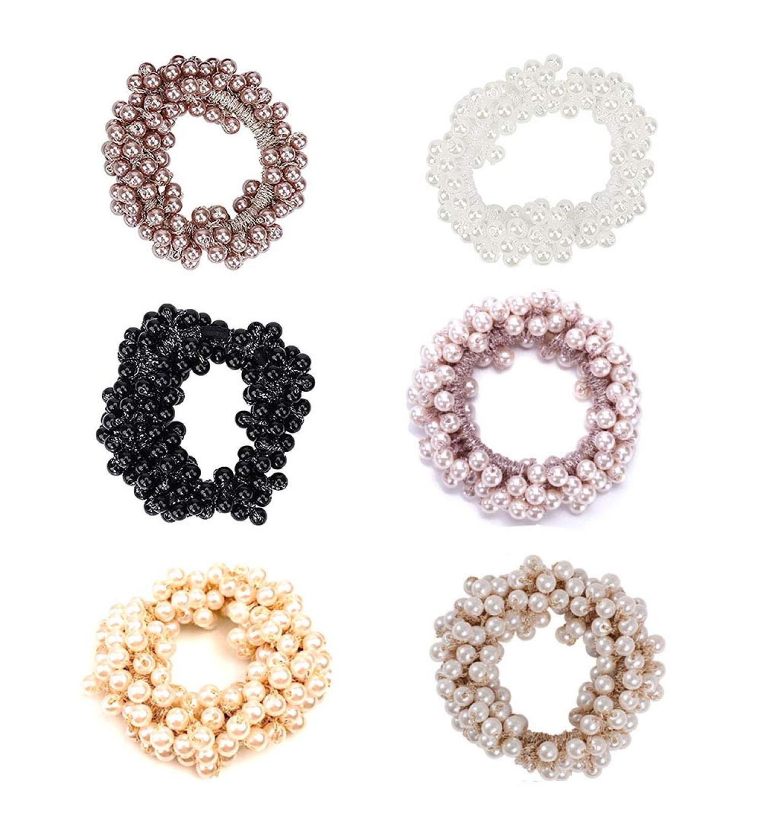 6-Piece Pearl Elastic Hair Ties - Stylish Ponytail Holders for Girls Women & Children - Perfect Hair Accessories - Buy Online on GoSupps.com