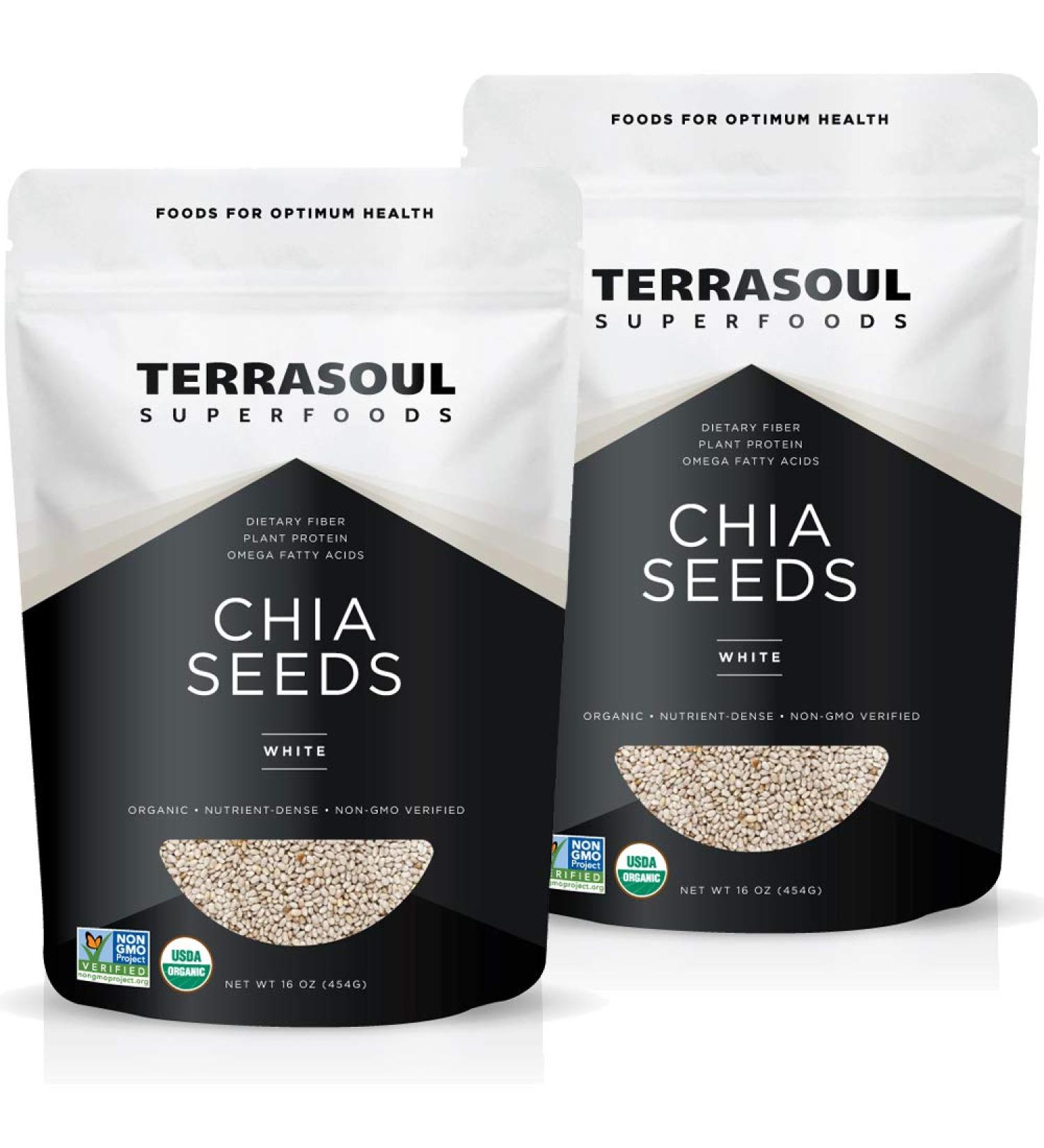 Terrasoul Superfoods Organic White Chia Seeds 2 Lbs (2 Pack) - Rich in Omega Fats, Fiber, and Plant Protein - Buy Online on GoSupps.com