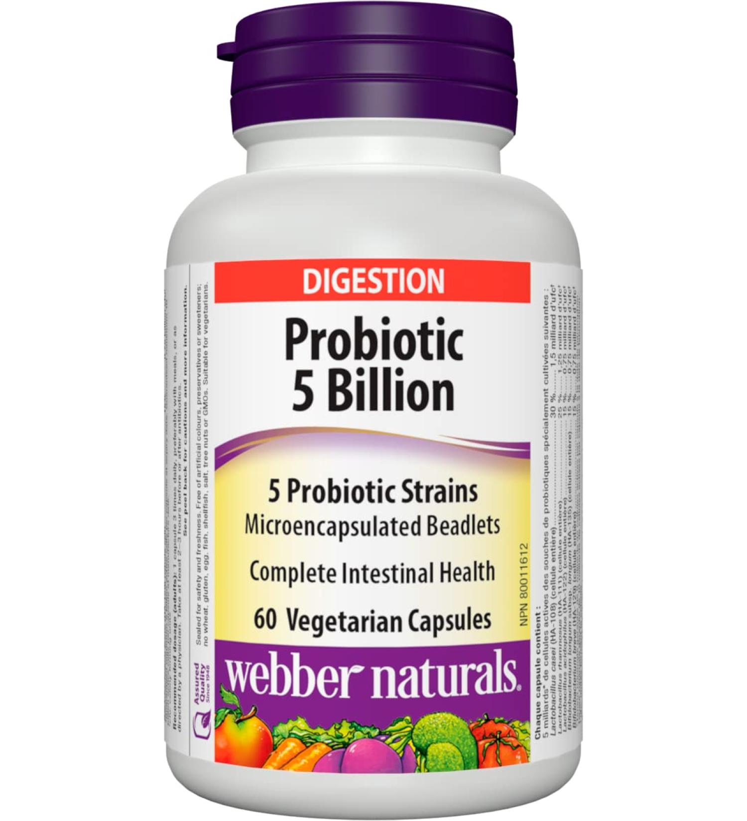 Webber Naturals Complete Probiotic Multi Strain 5 billion active cells 60 capsules - Buy Online on GoSupps.com
