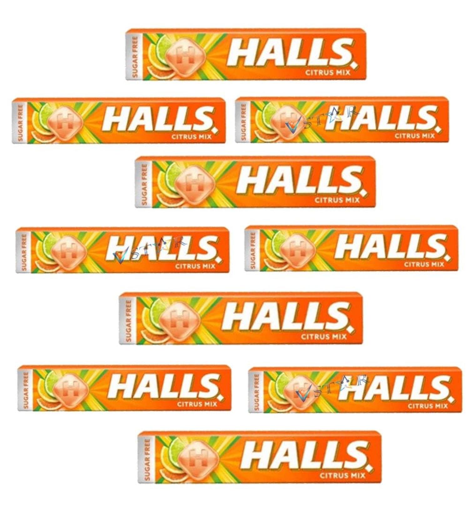 Halls Citrus Mix Flavor with Vitamin 'C' Cough Relief Sugarfree Lozenges in Refreshing Pack - 32g (10)