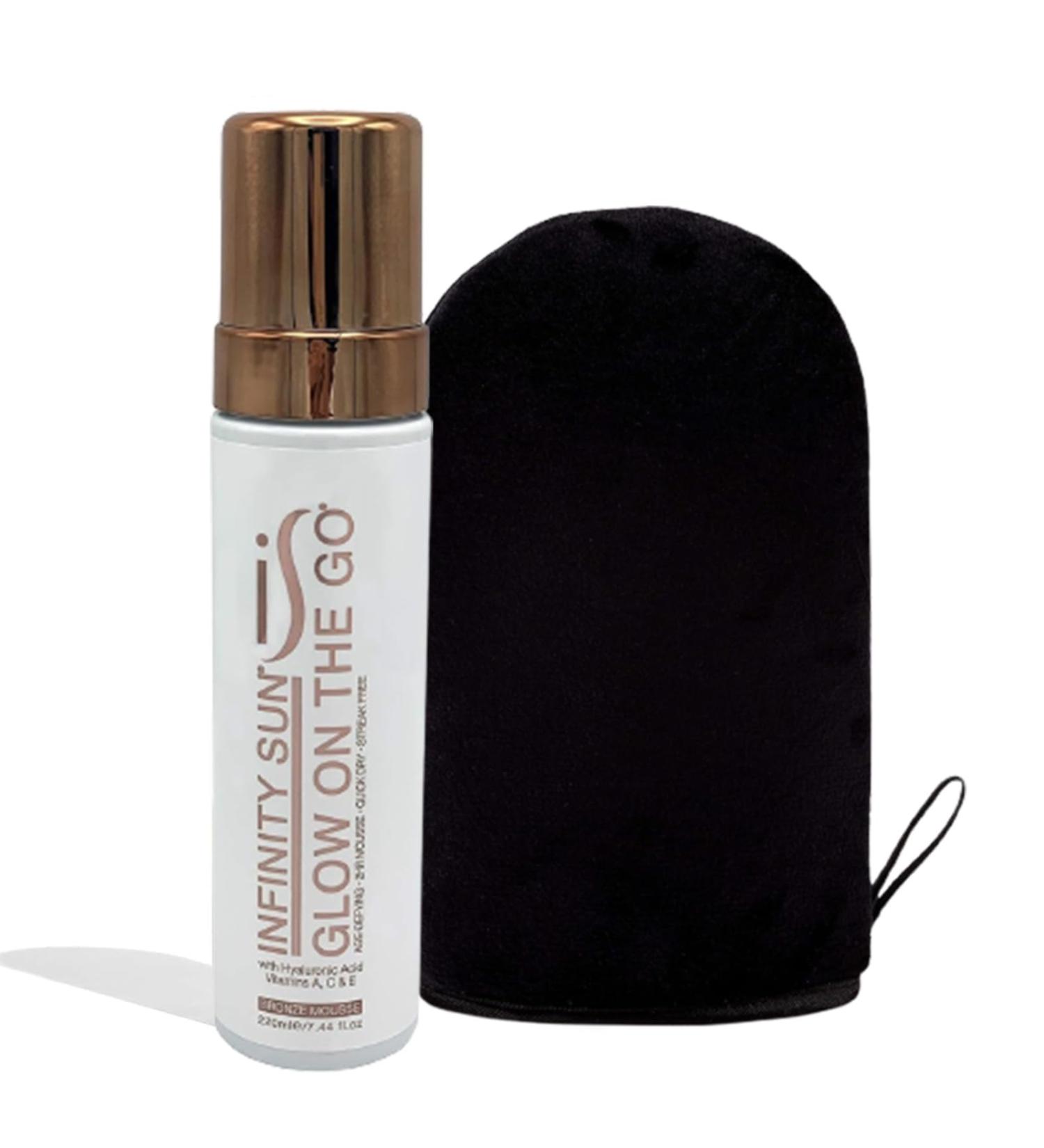 Infinity Sun Glow on the Go - Quick Dry 2 Hour Self-Tanning Mousse & Streak-Free Applicator Mitt (7 oz - Buy Online on GoSupps.com