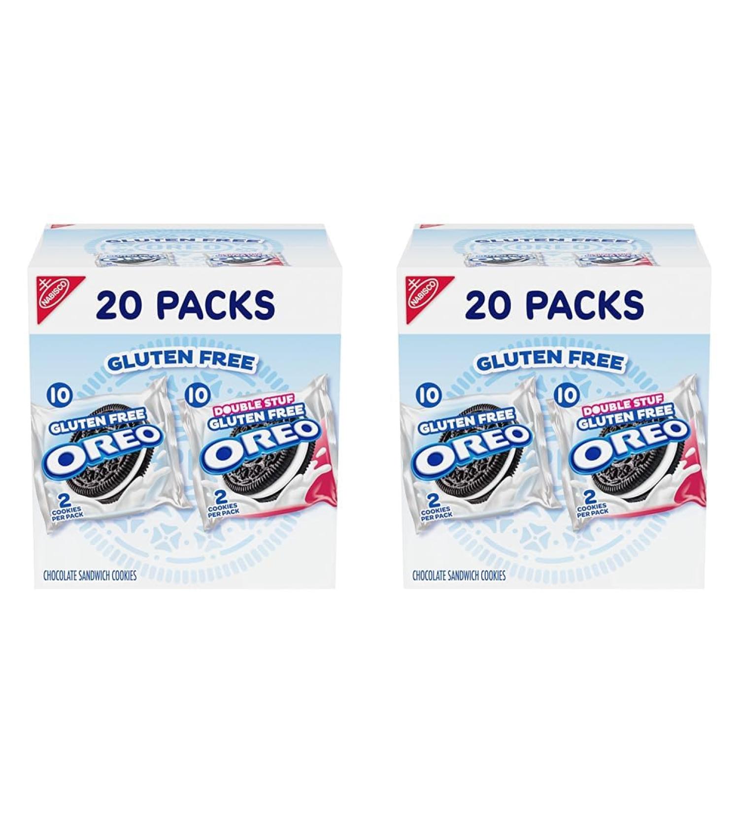 OREO Gluten Free Original & Double Stuf Chocolate Sandwich Cookies Variety Pack  Gluten Free Cookies  20 Snack Packs (2 Cookies per Pack) (Pack of 2) - Buy Online on GoSupps.com