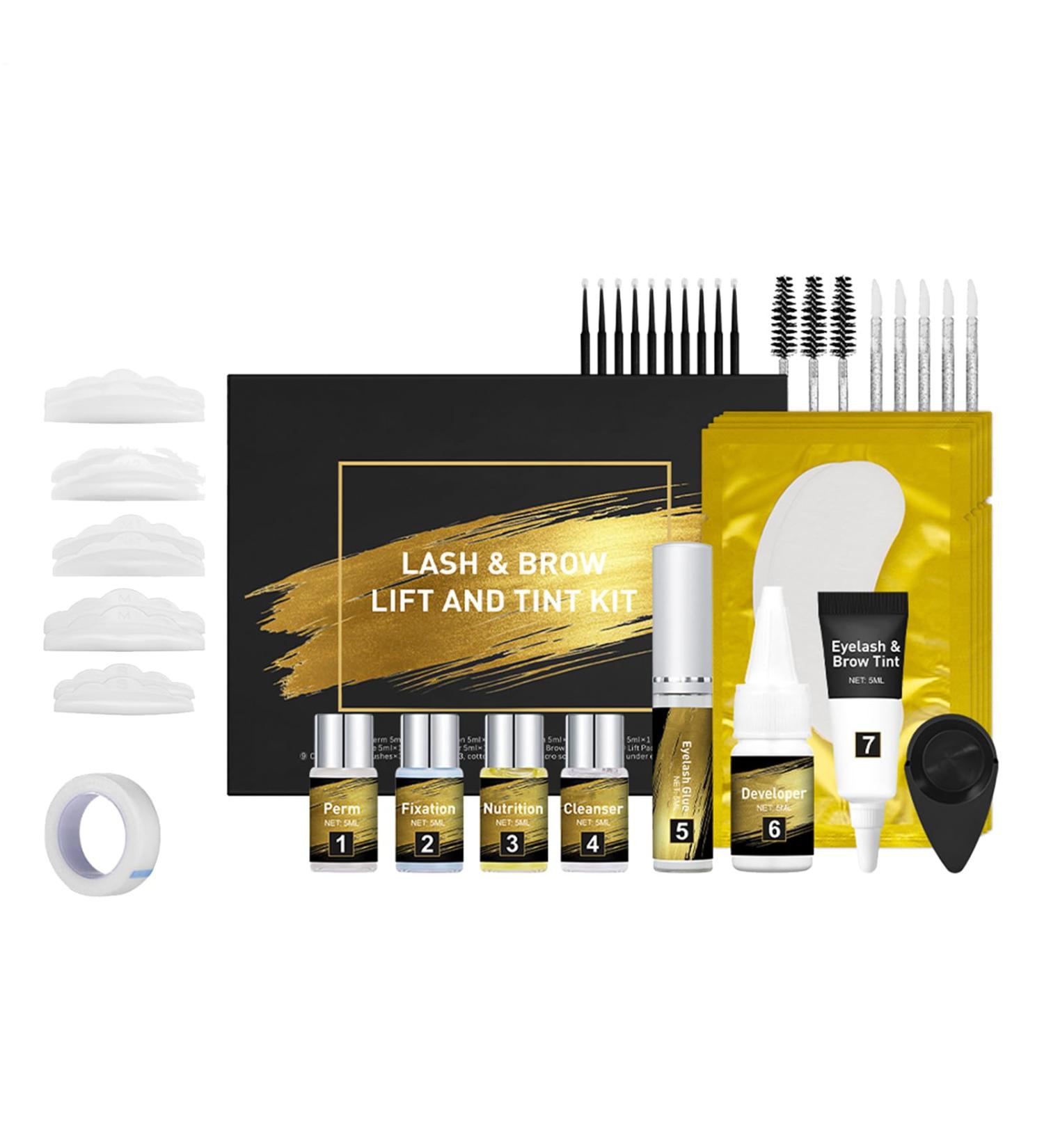  Hjatirace Eyelash Tinting and Curling Kit Eyelash Tinting Kit Eyebrow Color Expansion Creates a Natural Curl Includes Applicators and Pads 5 ml For Women - Buy Online on GoSupps.com