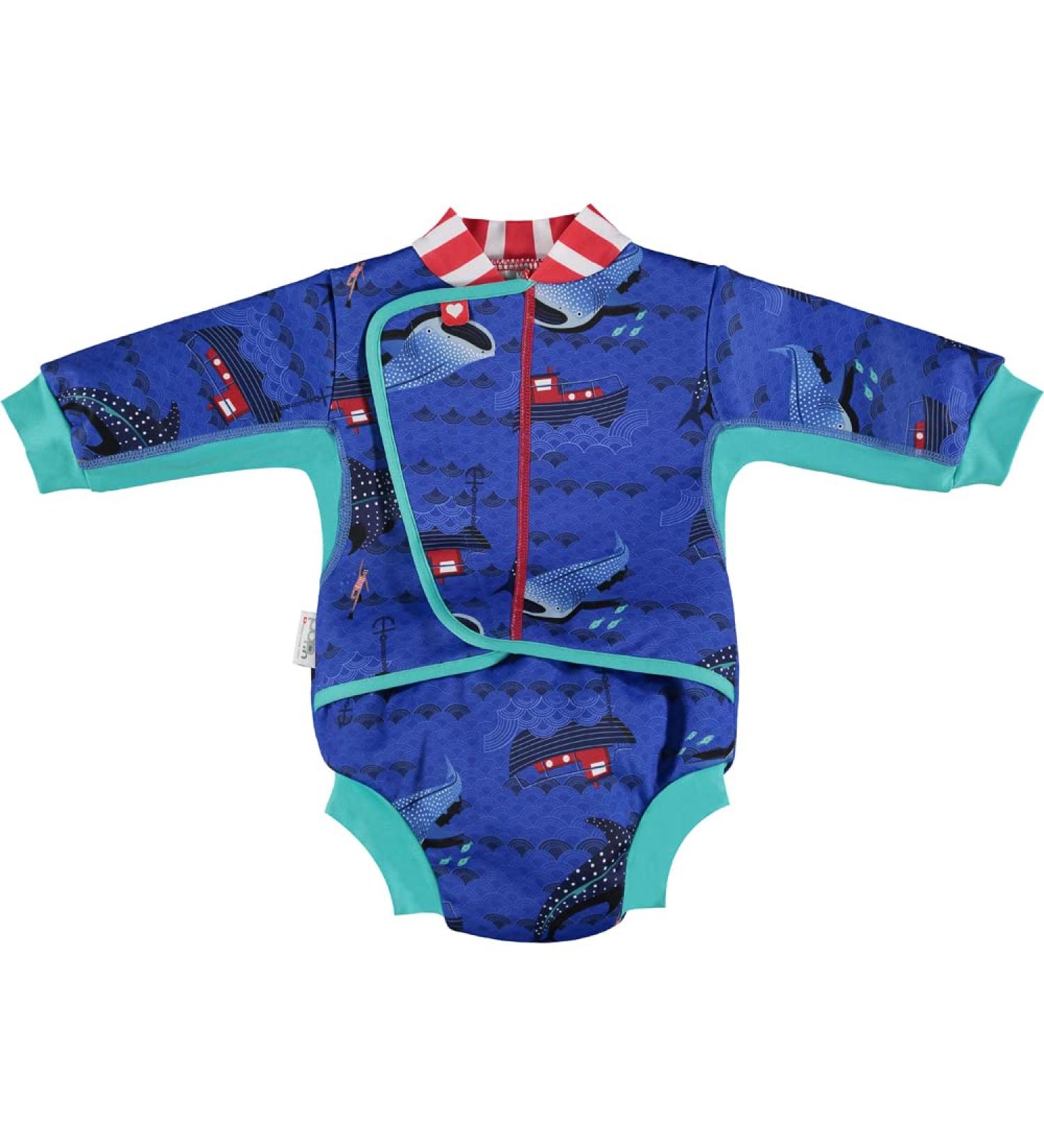 Baby Cosy Recycled Newborn Swimsuit with Leakproof Swim Nappy, Whale Shark Print | 6-12 months - Buy Online on GoSupps.com