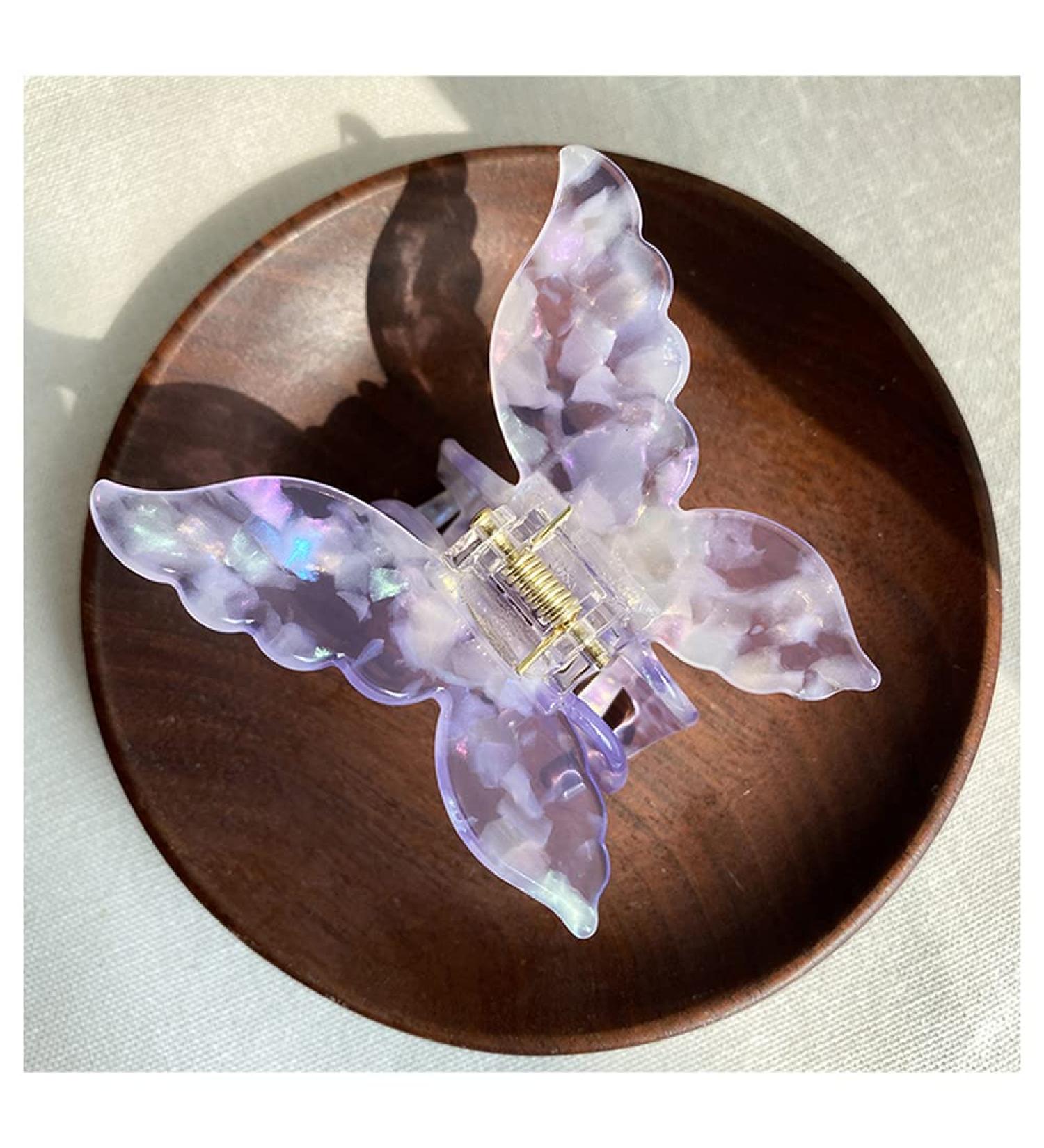Medium Butterfly Hair Clip - Retro Purple Plastic Hair Claws for Women & Girls | Stylish Hair Accessories - Buy Online on GoSupps.com