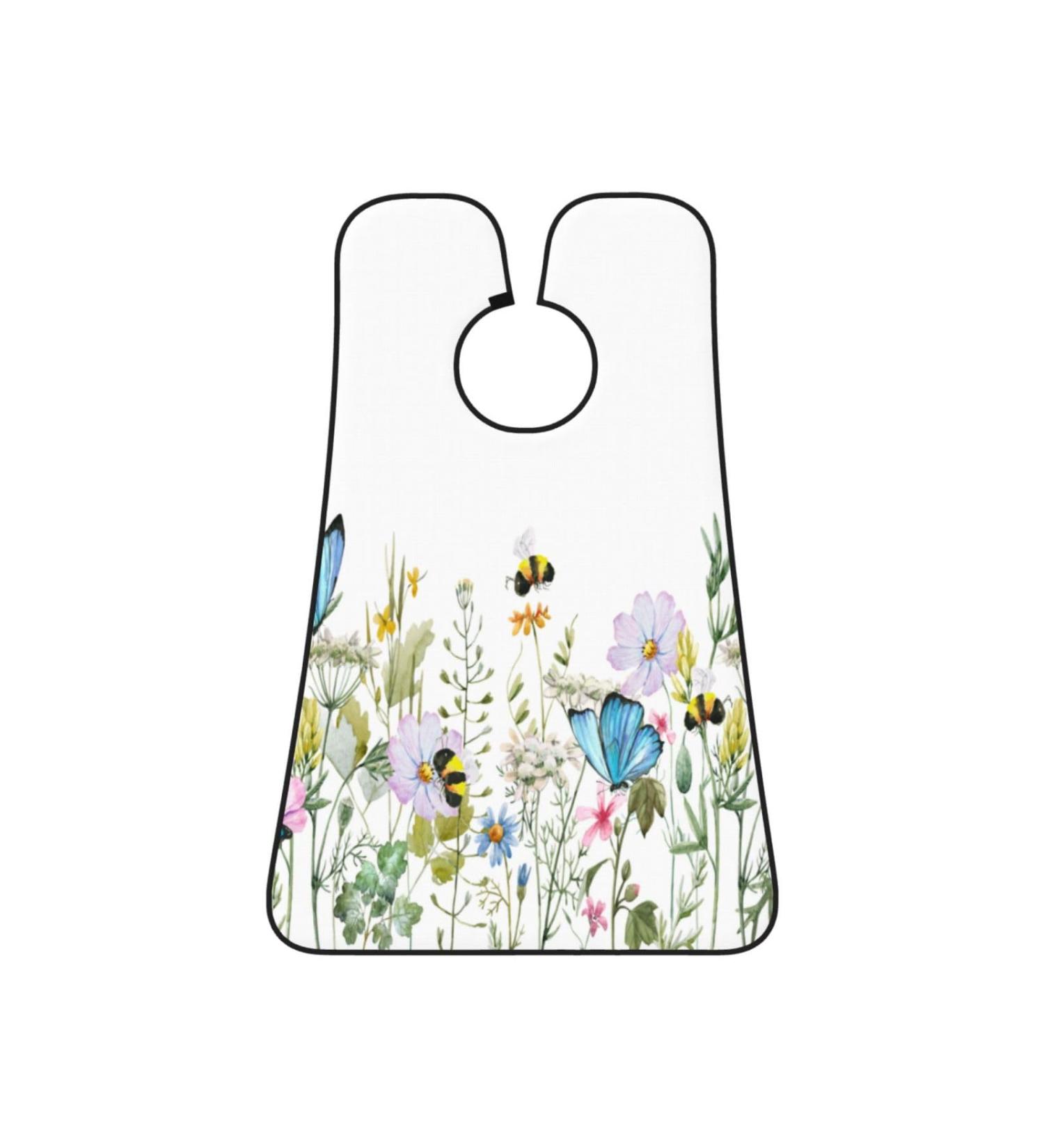 Watercolor Flower Butterfly Beard Bib - Non-Stick Grooming Cloth for Men | Wildflower Hair Catcher & Salon Cape Apron | Perfect Gifts - Buy Online on GoSupps.com