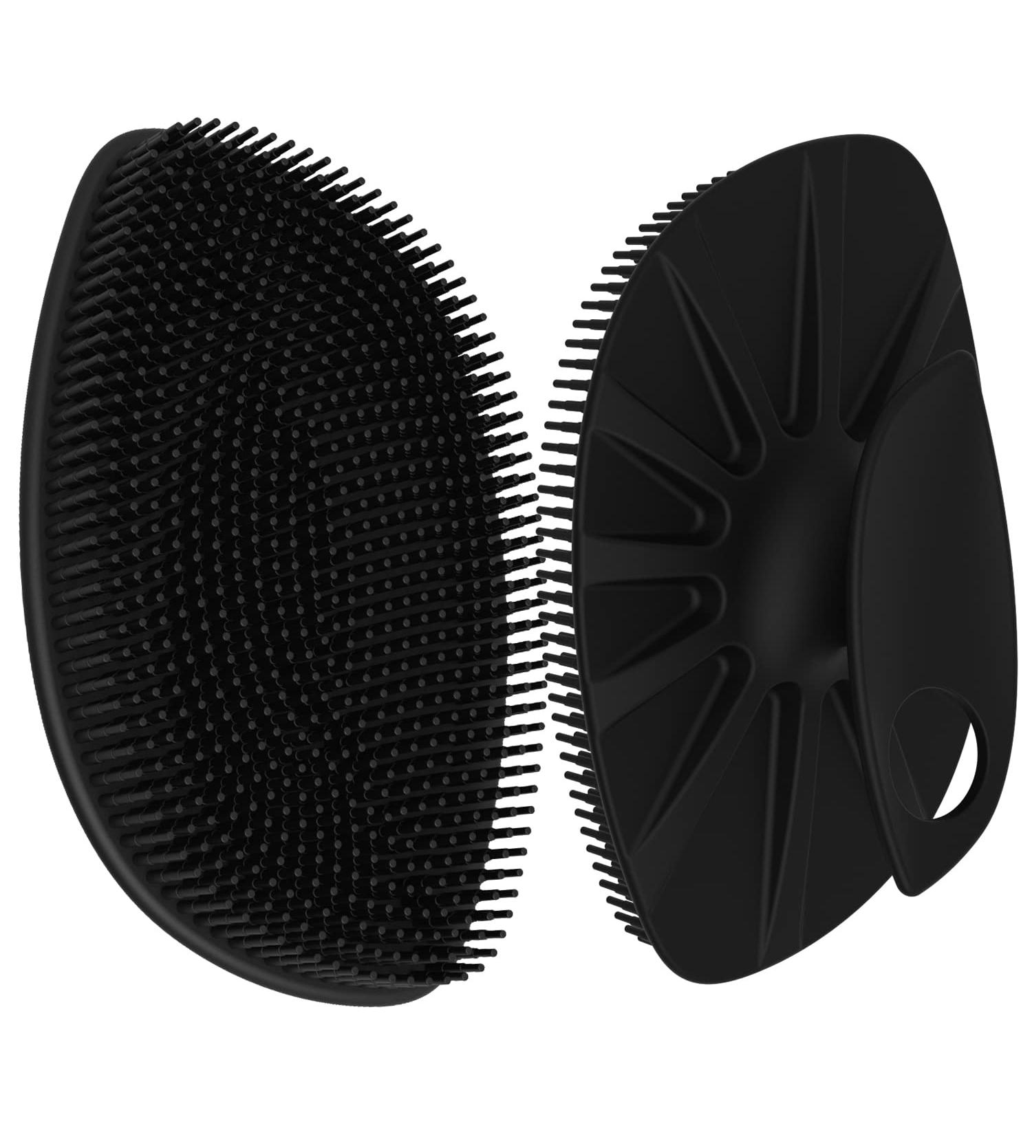 HieerBus Silicone Body Scrubber Flat Shower Brush Gentle Exfoliating and Massage Long Bristles Lathers Well and More Hygienic Than Traditional Loofah 1 Pack (Black) 3rd-black - Buy Online on GoSupps.com
