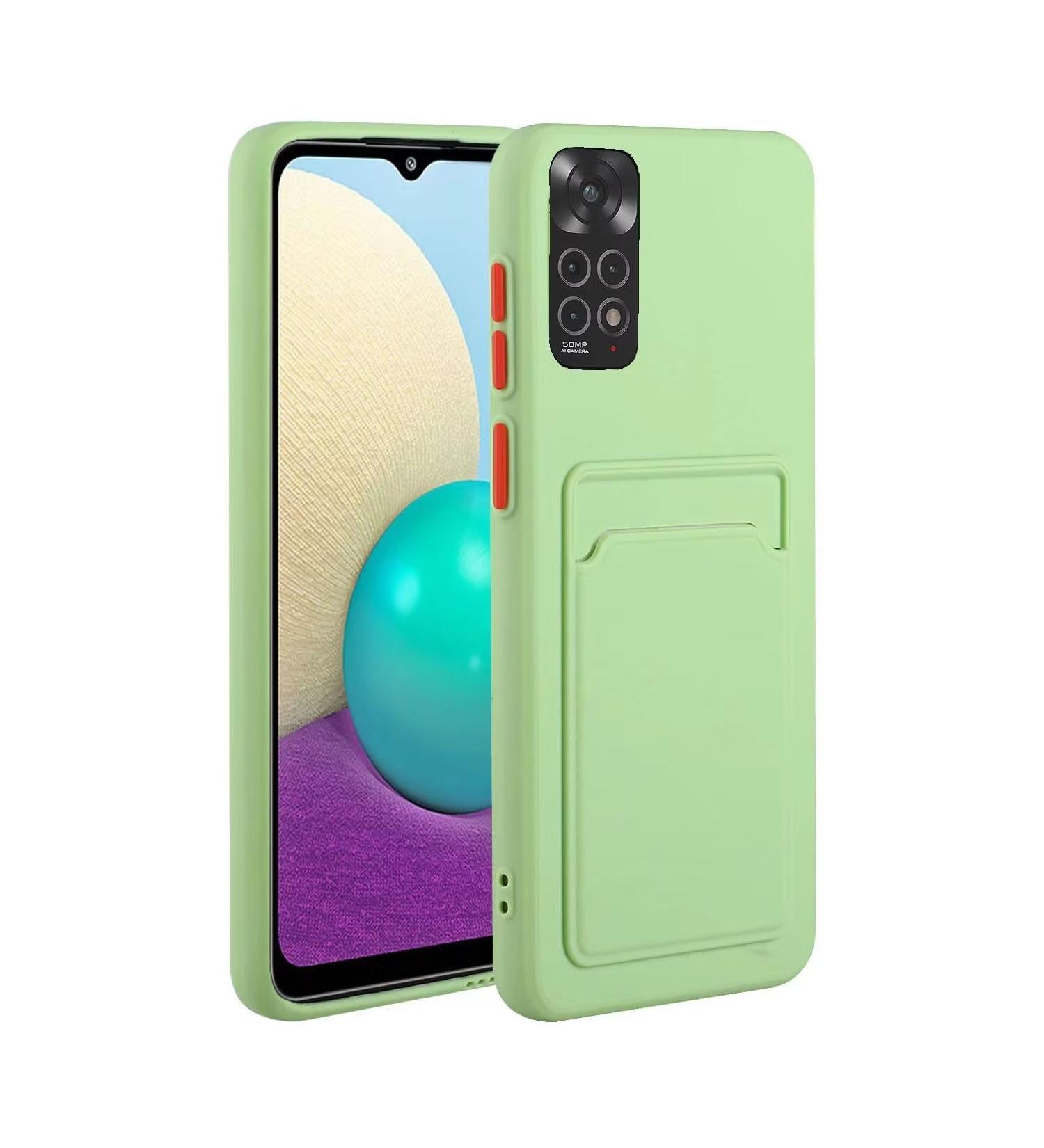 Tivenfezk Nadoli Silicone Case for Xiaomi Redmi Note 11 | Ultra Thin Shockproof & Scratch-Resistant Wallet TPU Cover with Credit Card Holder - Green - Buy Online on GoSupps.com