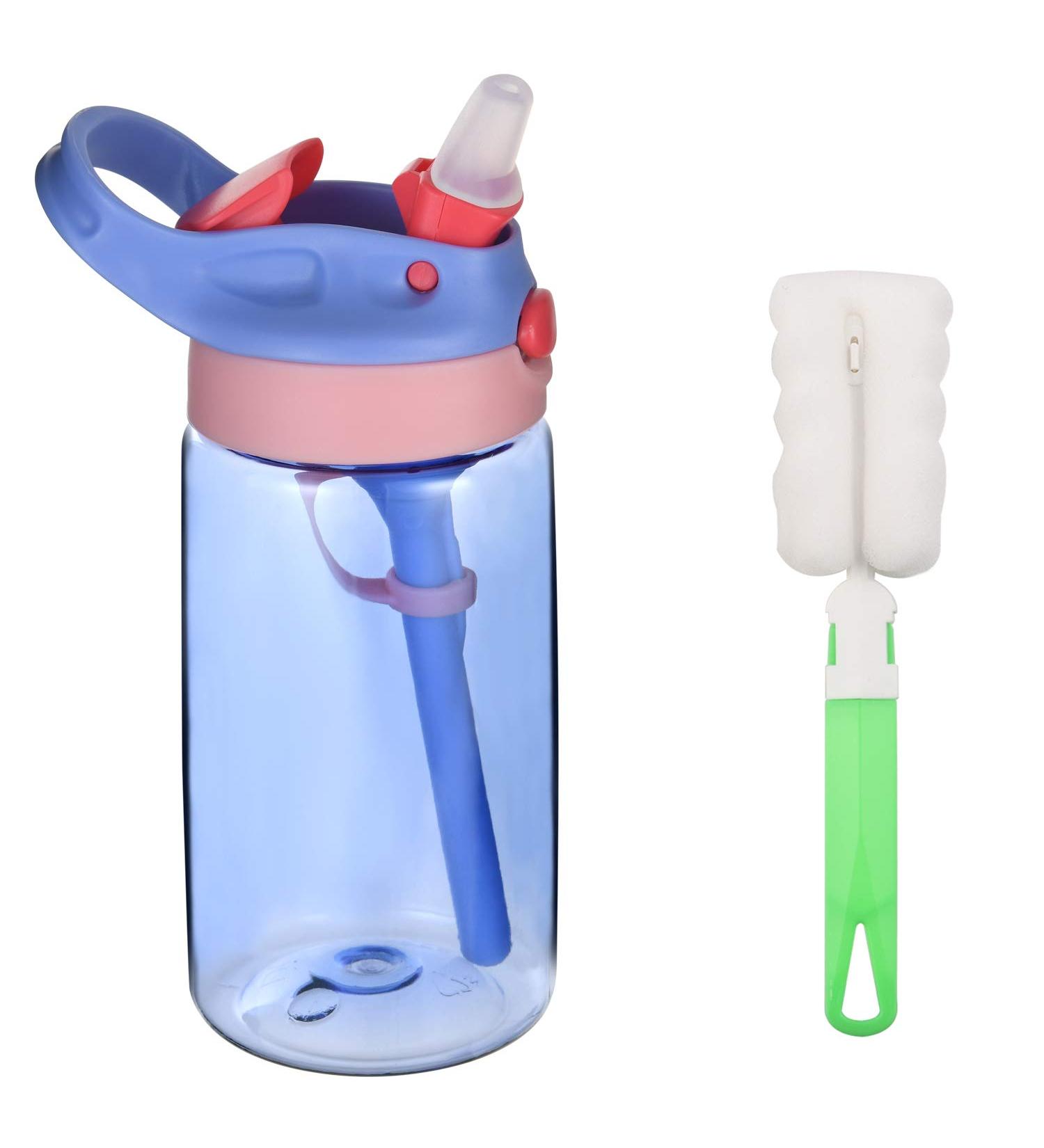 Flintronic 480ML Sippy Cup for Kids | Leak-Proof, Shatter-Proof, BPA-Free | Purple with Brush | Ideal for Water, Milk, Juice - Buy Online on GoSupps.com