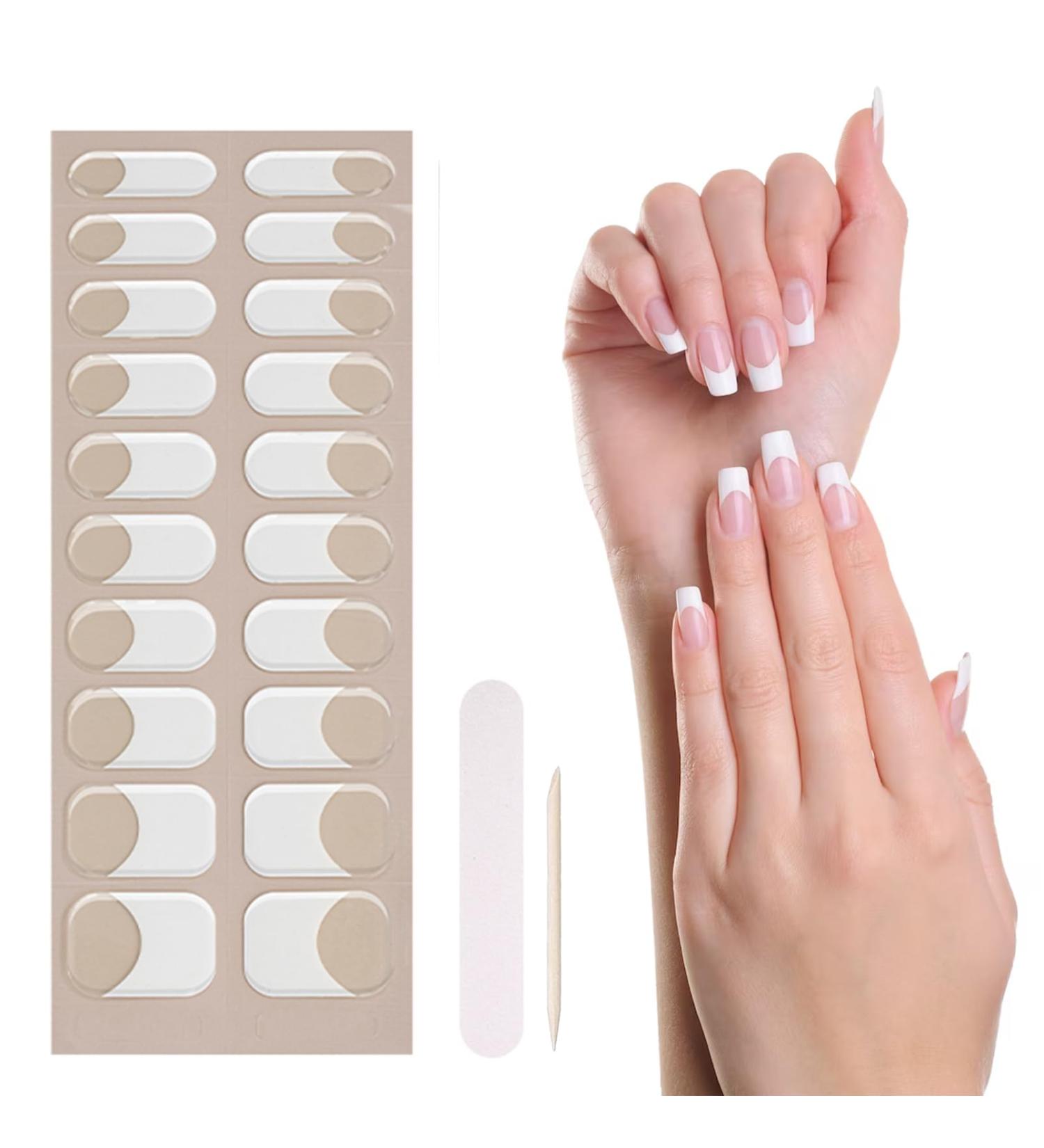 Semi Cured Gel Nail Strips French Gel Nail Stickers 20 Nail Wraps Soft Self-Adhesive Gel Nail Polish Strips French Tip Stickers French Manicure Stickers for Women Girls Nail Art French White Tip - Buy Online on GoSupps.com