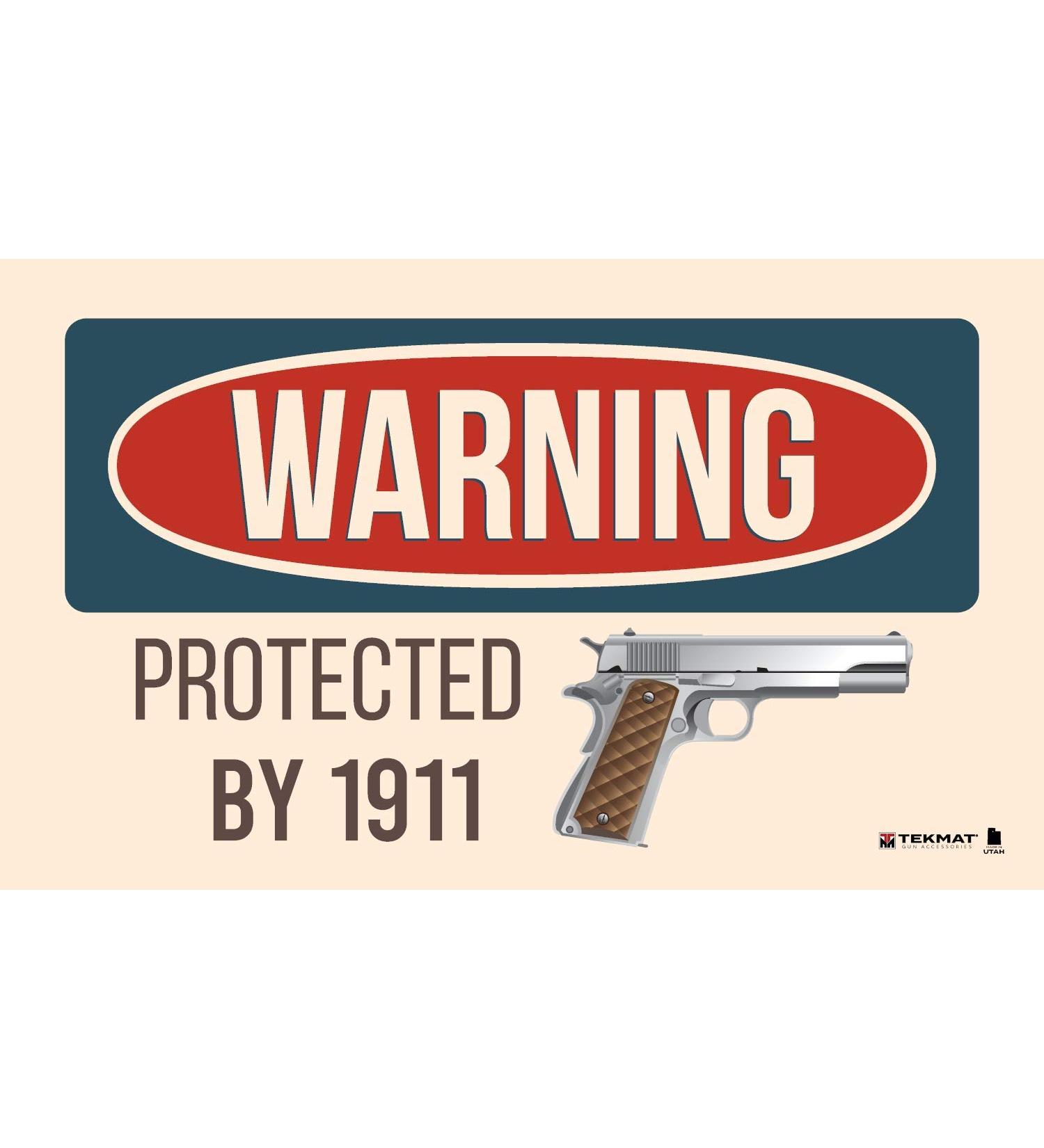 TekMat Warning Protected by 1911 Floor Mat Oil Resisitant. Waterproof, Washable