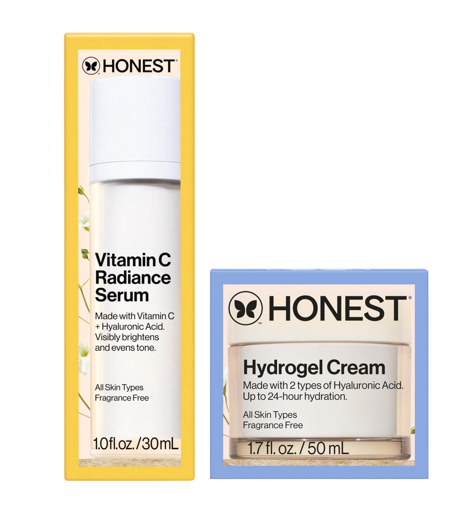 Honest Beauty Moisturizing Hydrogel Cream + Vitamin C Brightening Serum Bundle | Gentle for Sensitive Skin Fragrance Free Vegan | 1.7 fl oz 1 fl oz - Buy Online on GoSupps.com