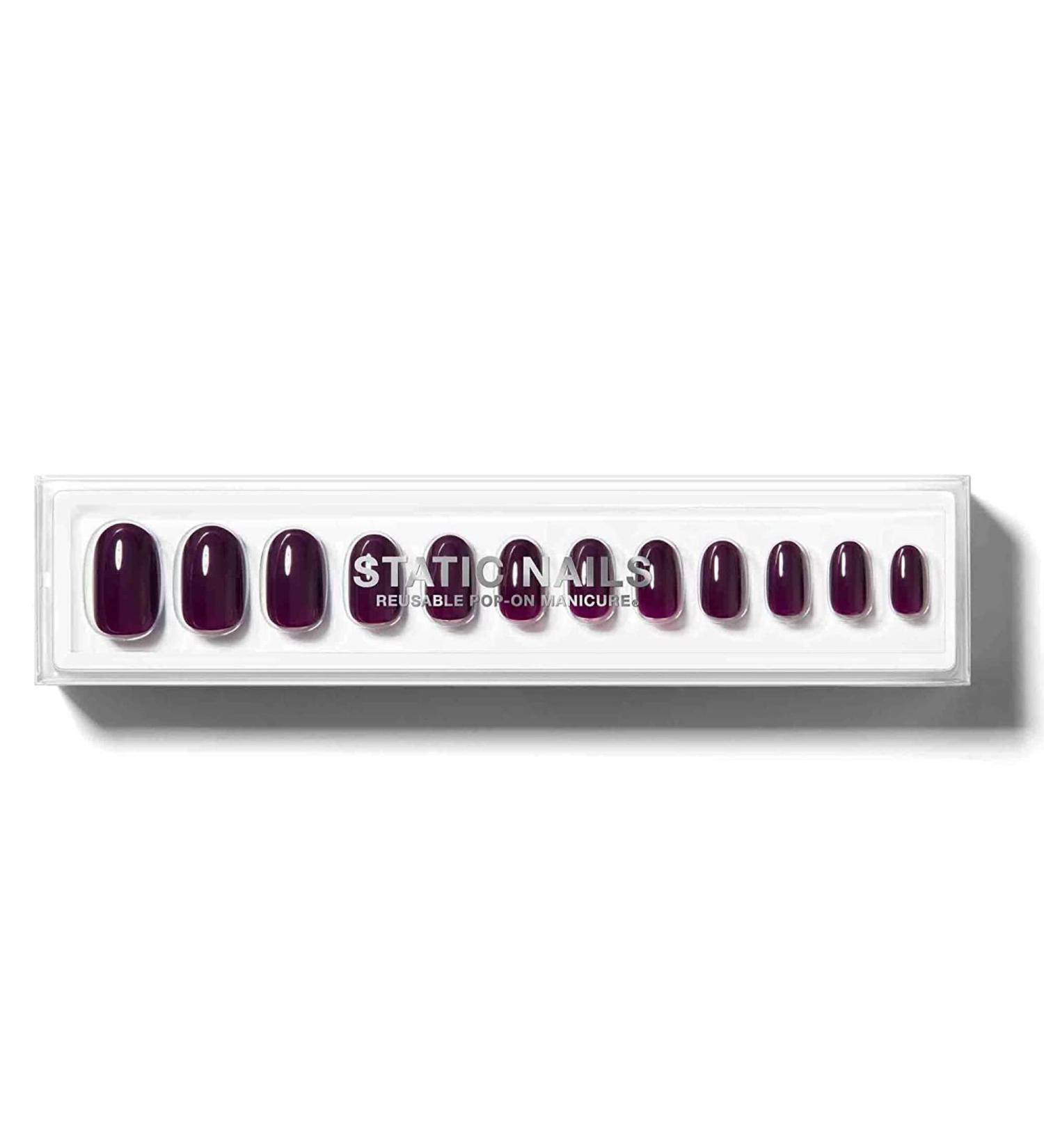 Static Nails Dark Amethyst Round Pop-On Manicure Set with Nail Glue - Reusable and Non-Damaging Press On Nails - Buy Online on GoSupps.com