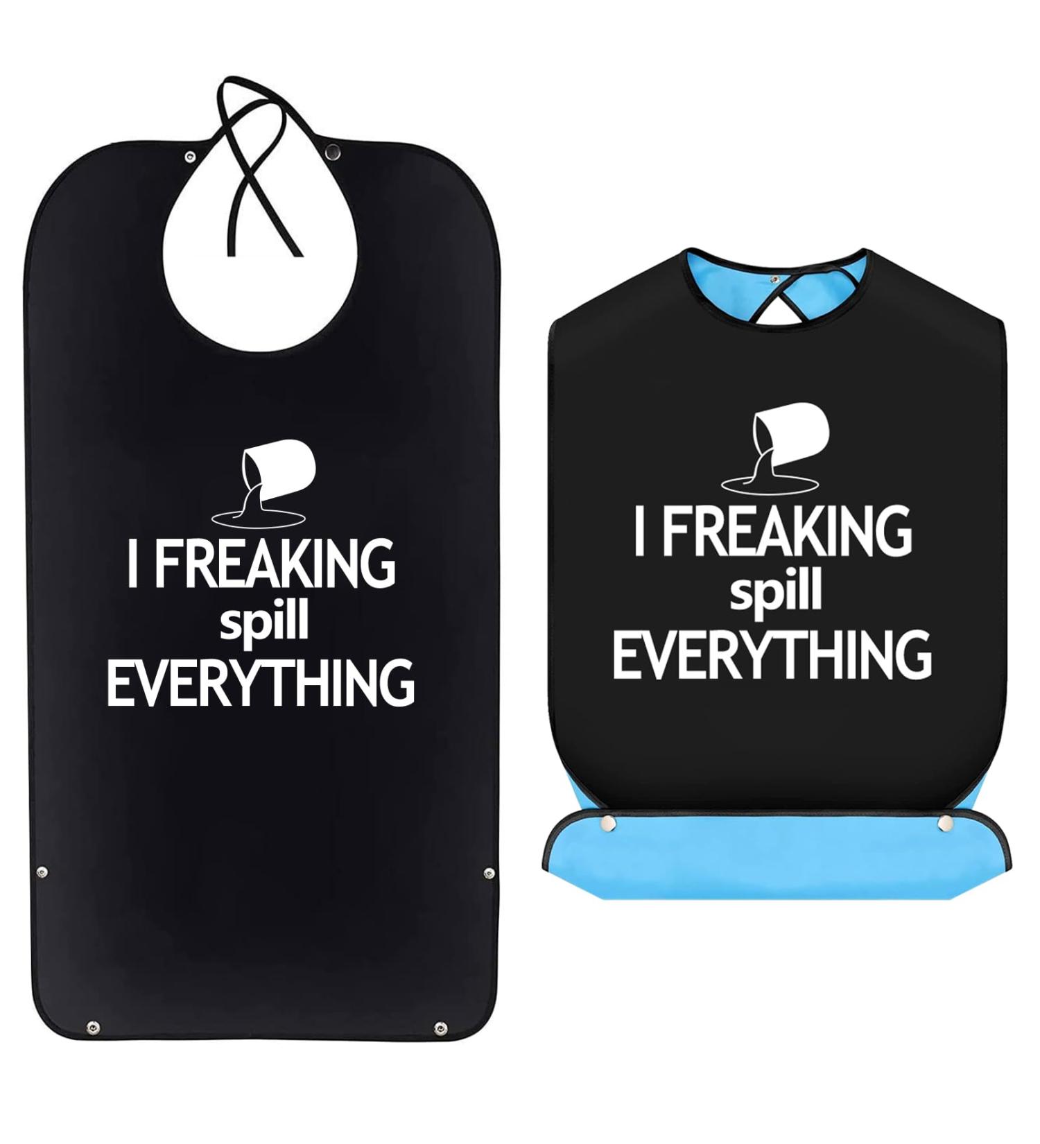 Washable Reusable Adult Bib with Crumb Catcher - Funny Clothing Protector for Elderly Men and Women - Buy Online on GoSupps.com