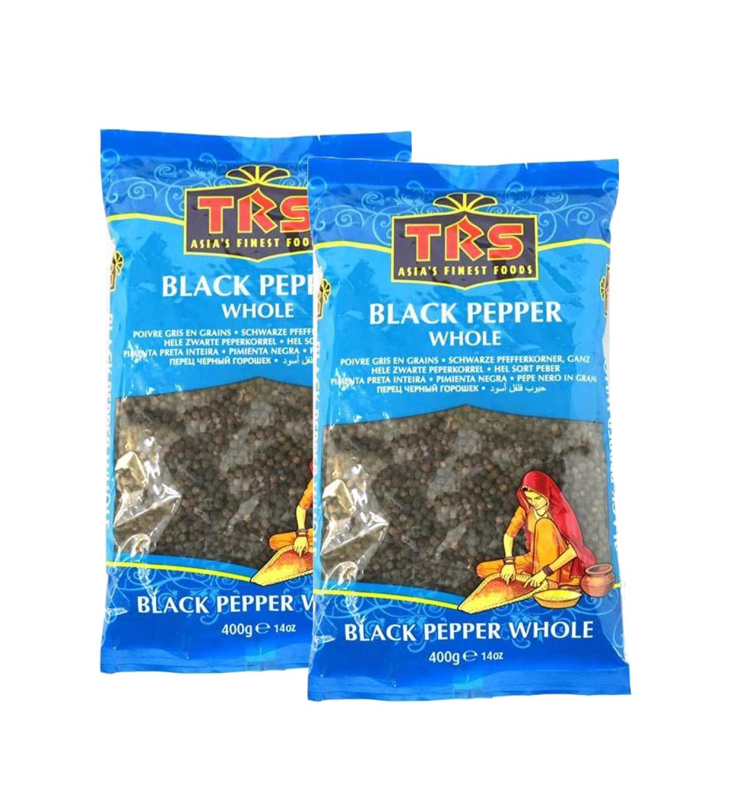 TRS Black Pepper Whole | 400G | Whole Pepper | Gourmet Black Peppercorn | Peppercorns for Grinders |Ground Black Pepper |Indian Origin (Pack of 2) - Buy Online on GoSupps.com
