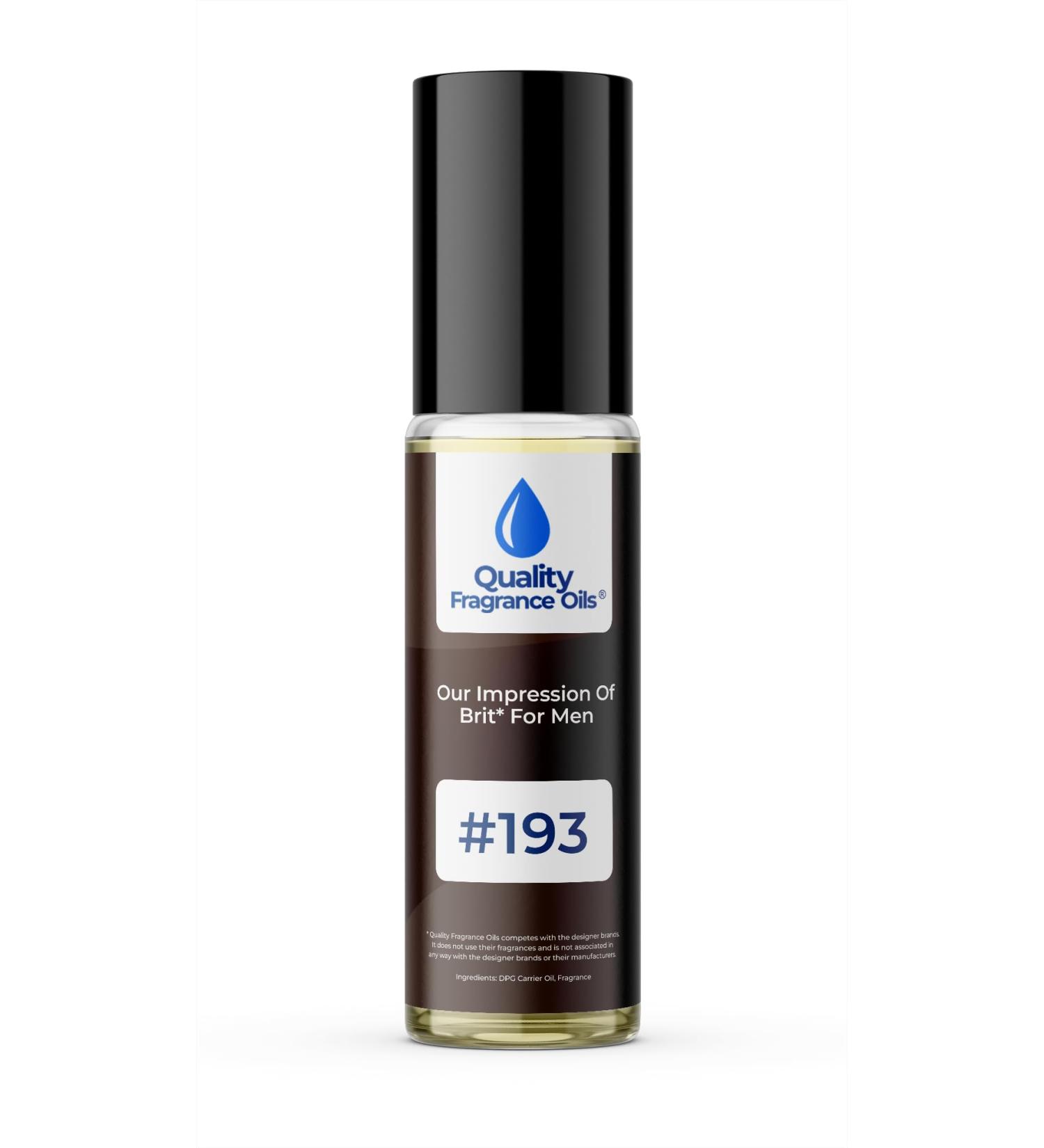 Quality Fragrance Oils' Impression #193 Inspired by Brit for Men (10ml Roll On) Brit for Men Impression #193 0.34 Fl Oz (Pack of 1)