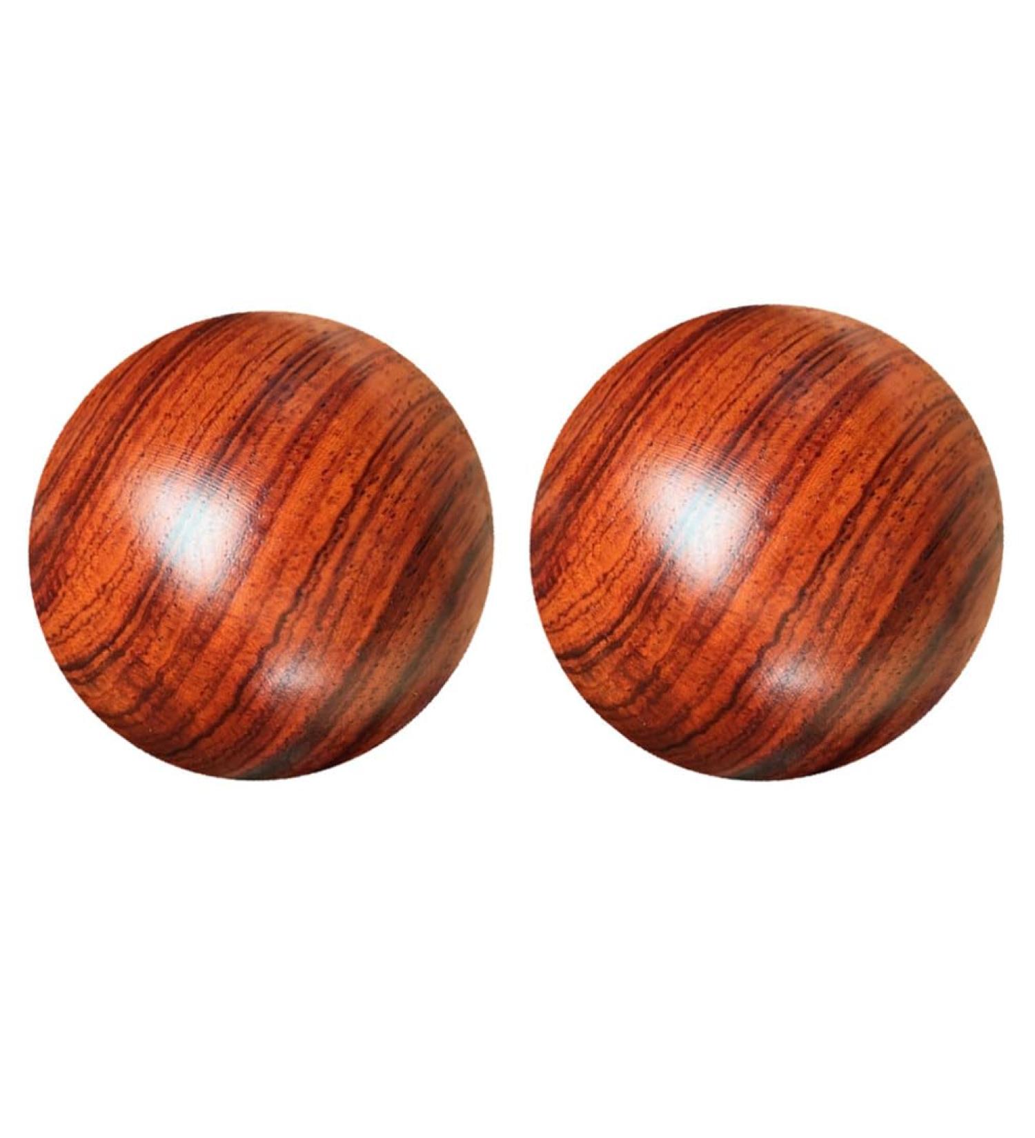 Lurrose roll 2 pieces of solid wood massage ball Stress balls wooden balls for tinkering plantar fasciitis massager Hand massage wood-baoding balls massage fitness balls Hand training ball around 5x5cm brown