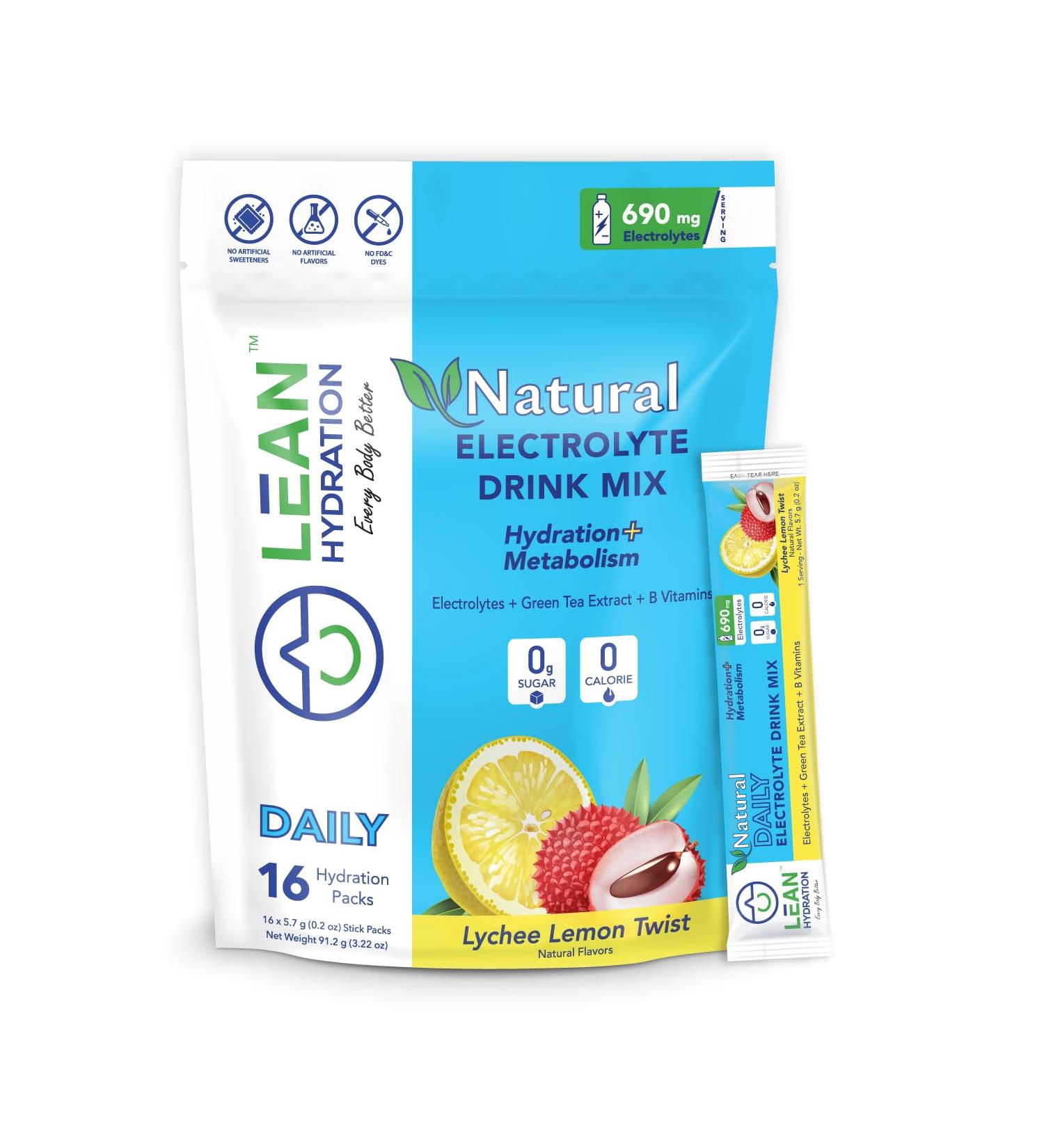 Buy Daily Natural Electrolyte Packets (16 ct) - Zero Calories Zero Sugar Packed with Vitamins & Minerals - Lychee Lemon Twist Drink Mix for Hydration - Buy Online on GoSupps.com