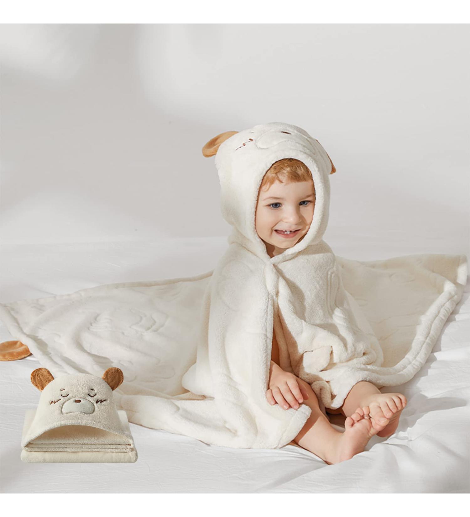 BC BabyCare Thickened Coral Fleece Hooded Baby Bath Towel - Super Absorbent 105x105 cm | Ideal for Newborns & Toddlers - Buy Online on GoSupps.com