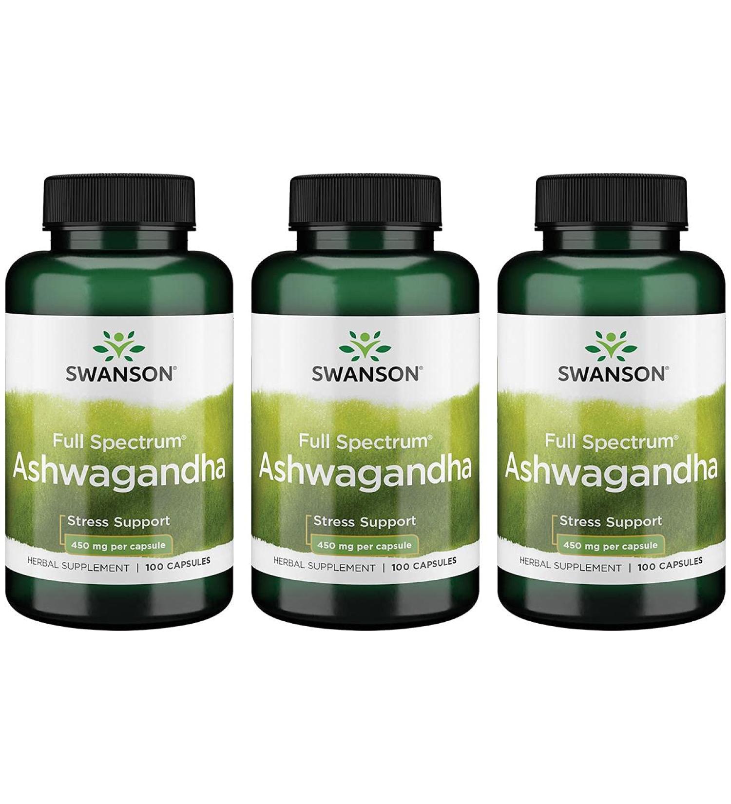 Swanson Ashwagandha 450 mg - 100 Capsules | Natural Stress Relief & Energy Boost - Buy Online on GoSupps.com