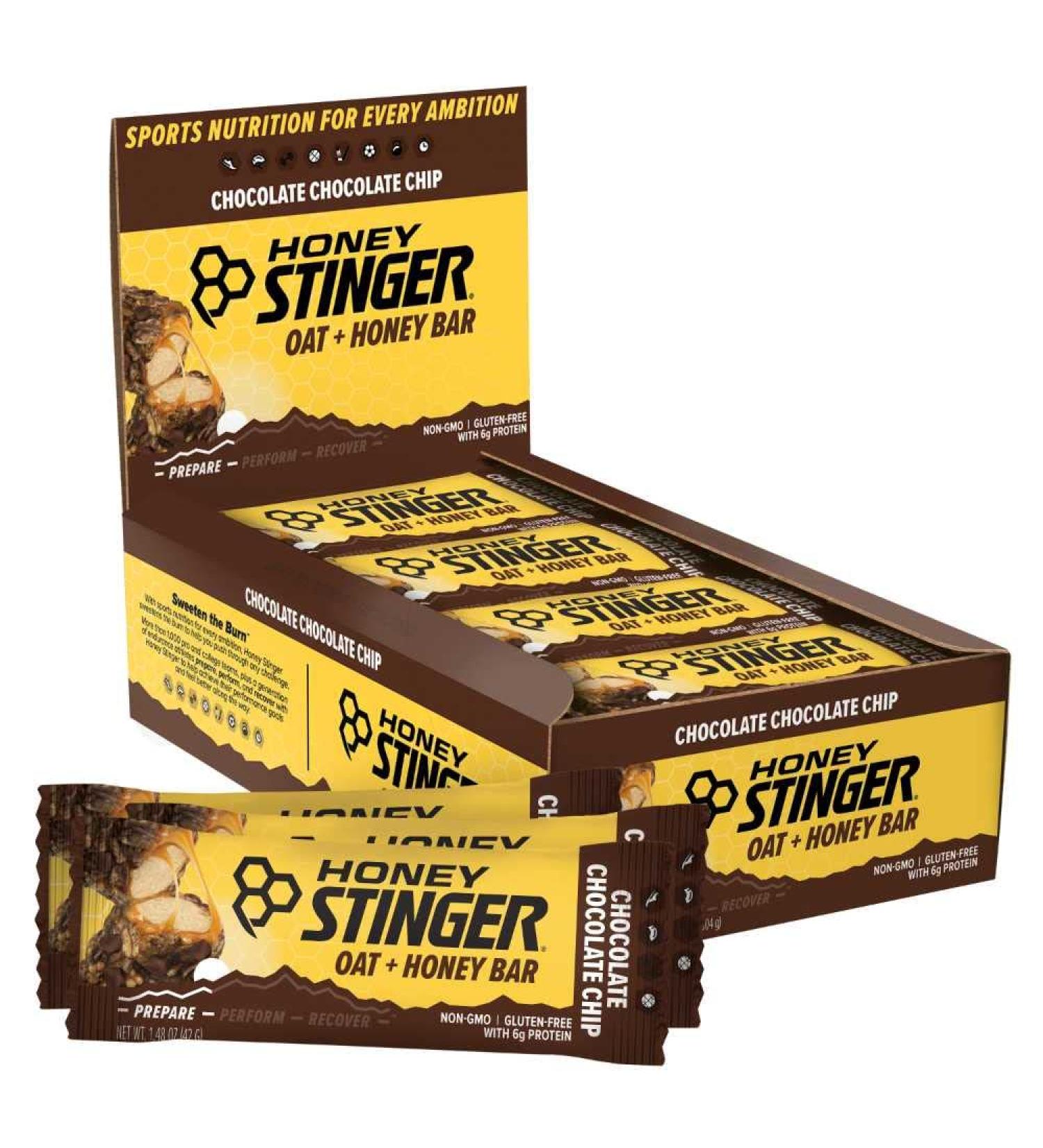 Honey Stinger Oat + Honey Bar Chocolate Chocolate Chip Energy Packed Food to Prepare for Exercise Endurance and Performance Sports Nutrition Snack Bar Pre-Workout Protein Gluten Free Box of 12 - Buy Online on GoSupps.com