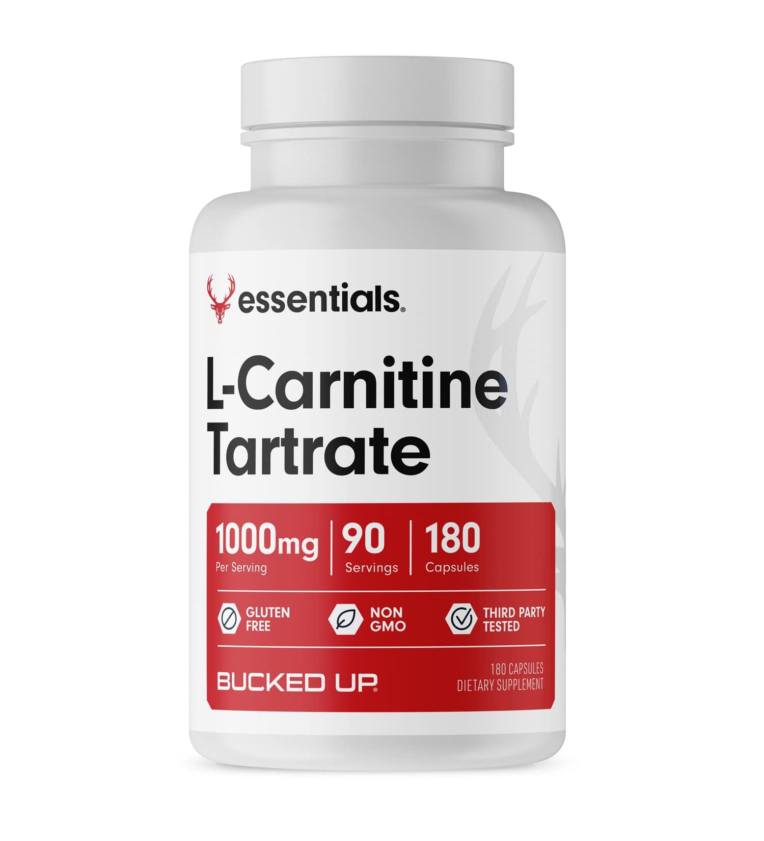 Bucked Up L-Carnitine Tartrate 1000mg, Essentials (90 Servings, 180 Capsules)