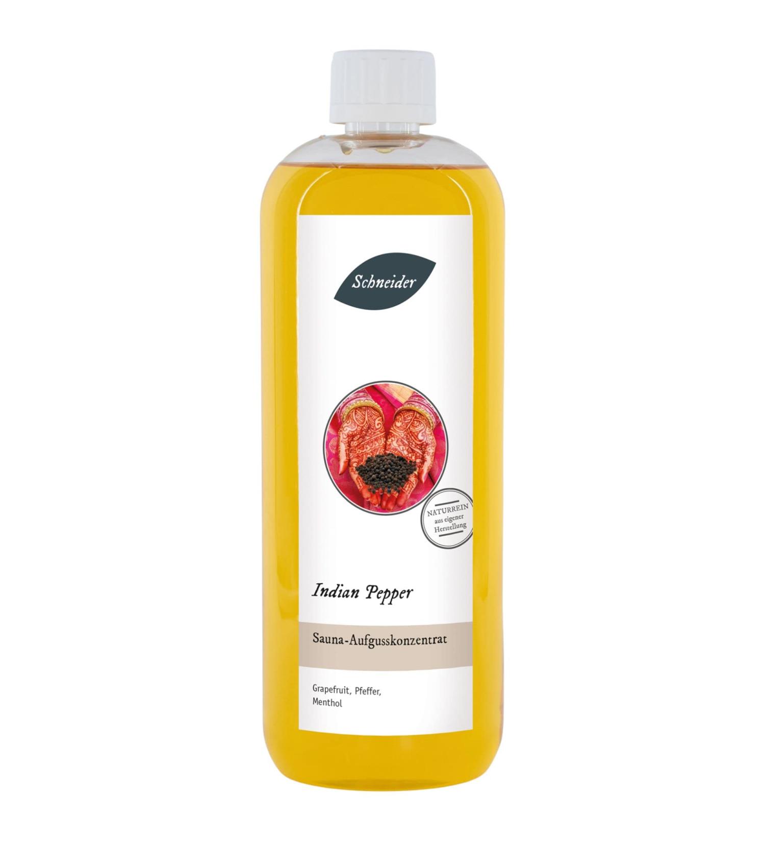 Schneider-Sauna Indian Pepper Infusion Concentrate 1000ml | Spicy Menthol Sauna Supplies for Ultimate Relaxation - Buy Online on GoSupps.com
