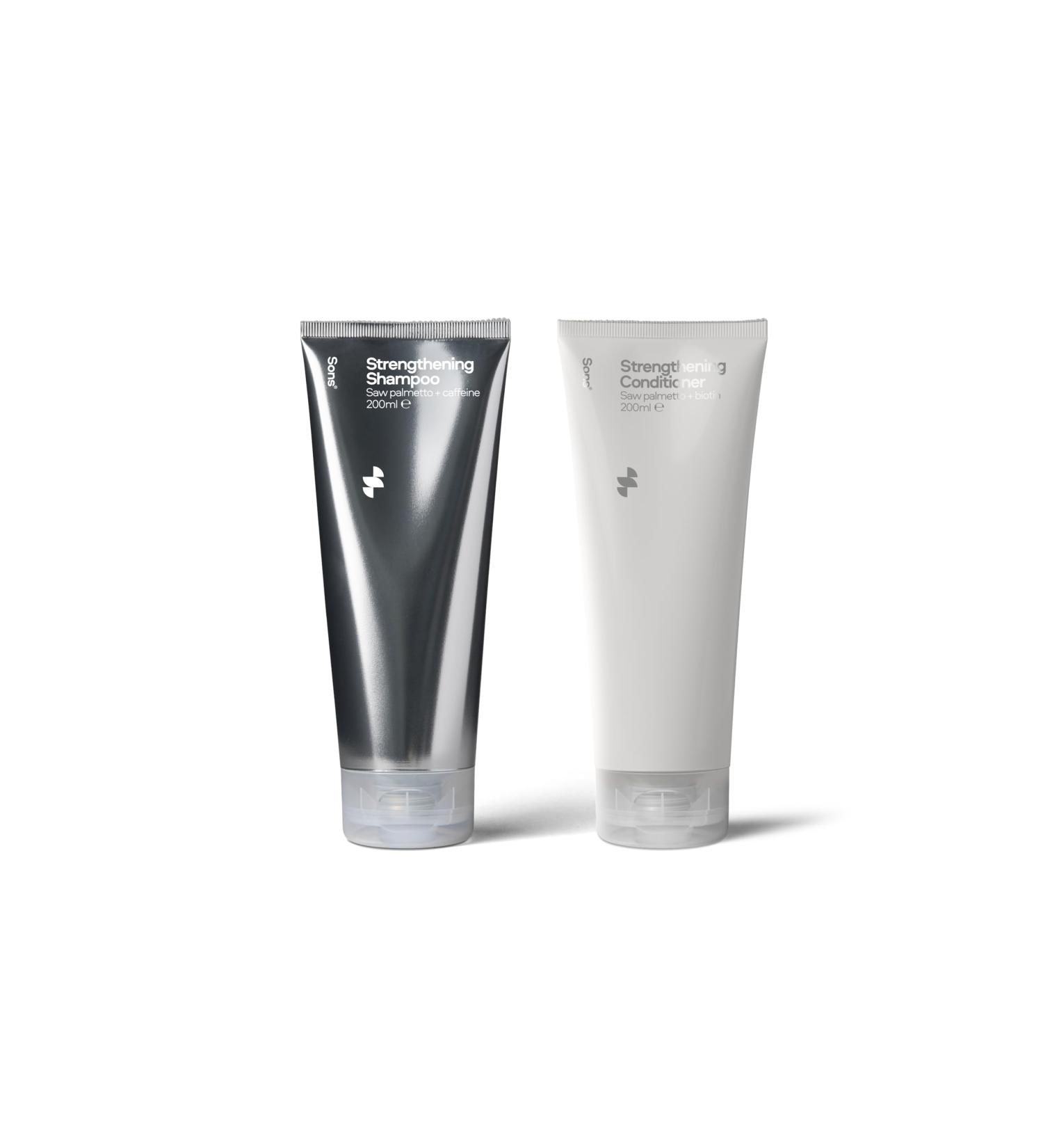 Sons Strengthening Shampoo for Men - DHT Blocking Formula Promotes Hair Growth Saw Palmetto 400ml (1 Month Supply) - Combat Hair Loss & Thinning - Buy Online on GoSupps.com