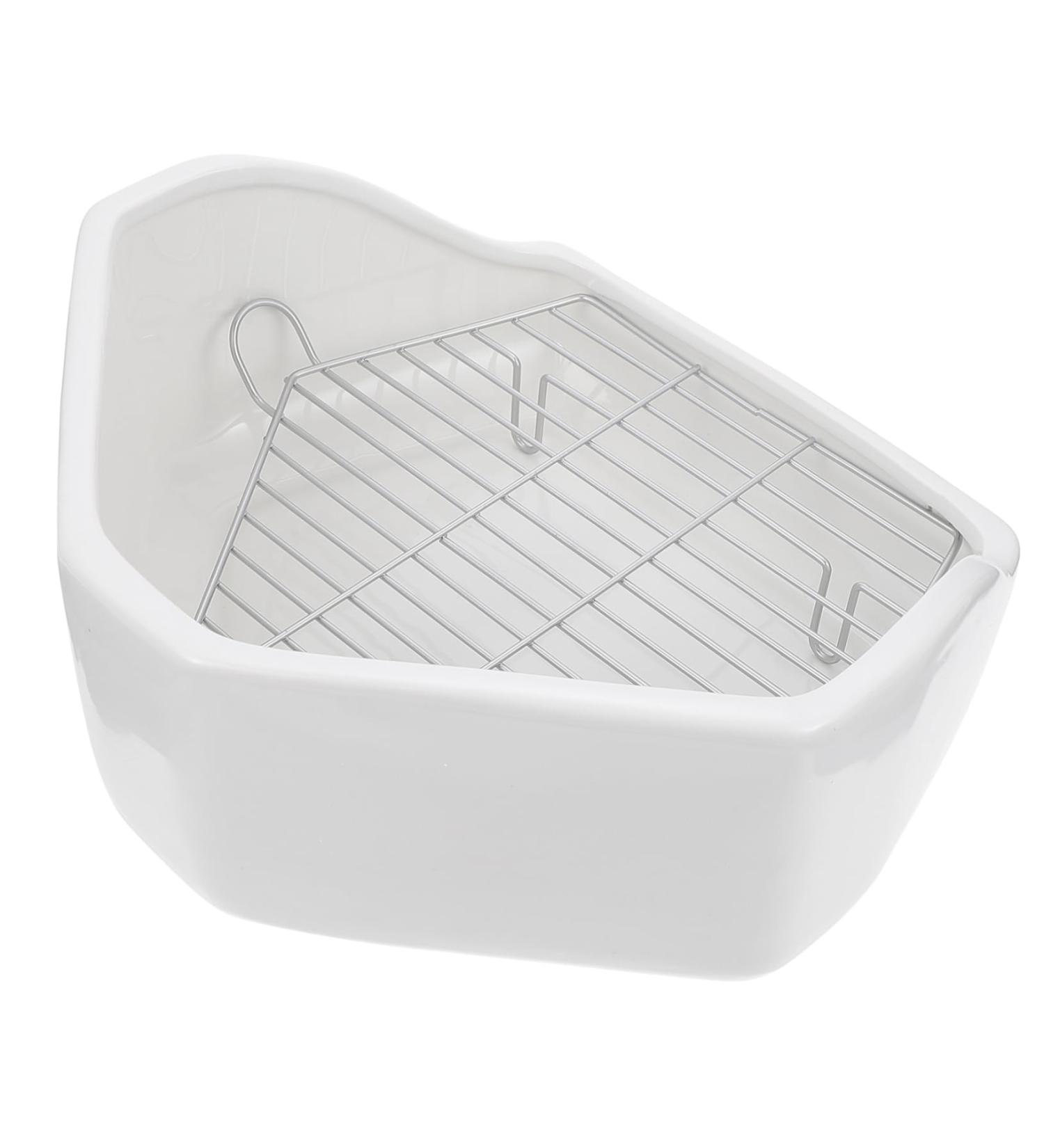 HANABASS Rabbit Toilet Bunny Litter Tray Small Animal Toilet Pet Toilet Guinea Pig Bedding White Ceramics - Buy Online on GoSupps.com