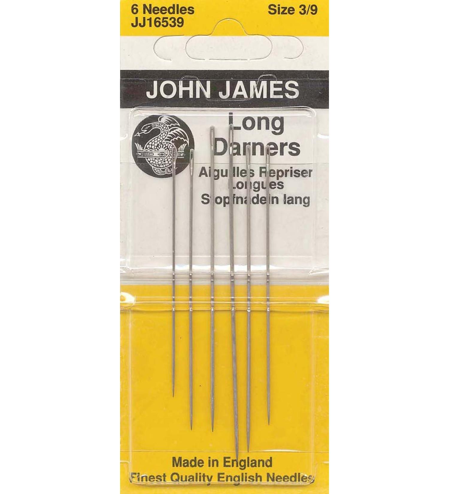 Colonial Needle 6 Count John James Long Darners Assorted Needles Size 3/9