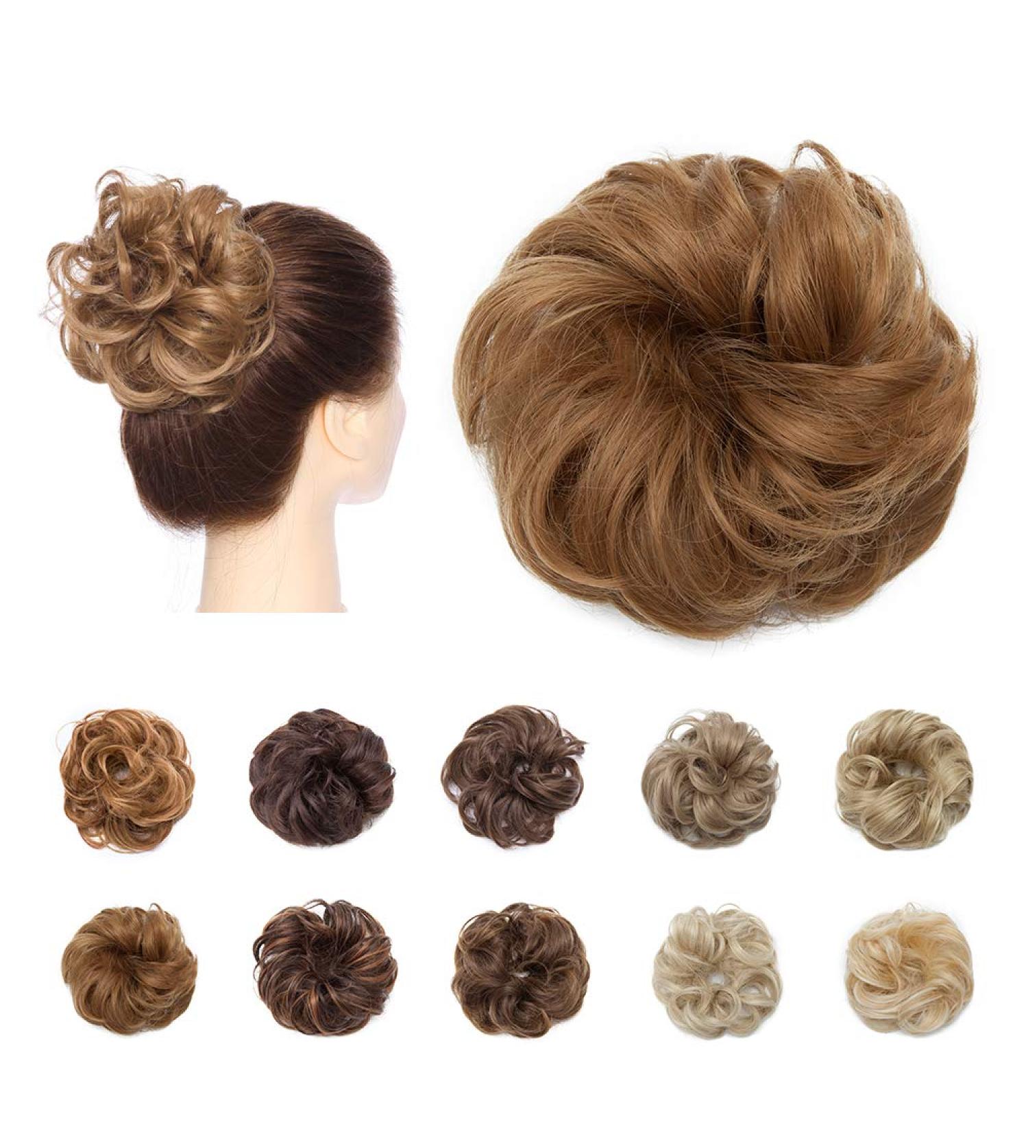 Sandy Brown Synthetic Messy Curly Hair Bun Extension - Updo Donut Hairpiece for Women - Buy Online on GoSupps.com