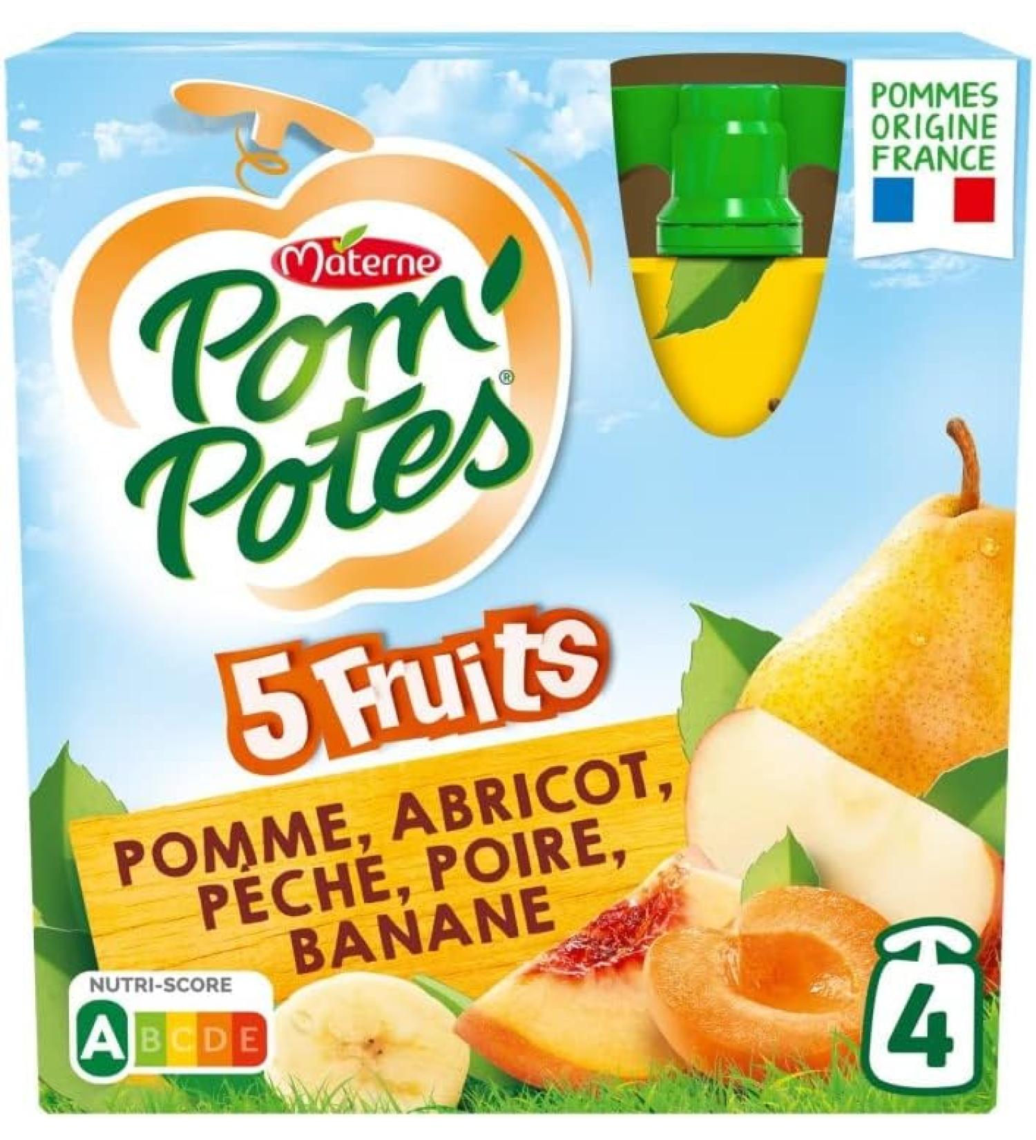POM'POTES - Compotes Without Added Sugar 5 Red Fruits And 5 Yellow Fruits 1080G - Pack Of 3 - Sold By Pack