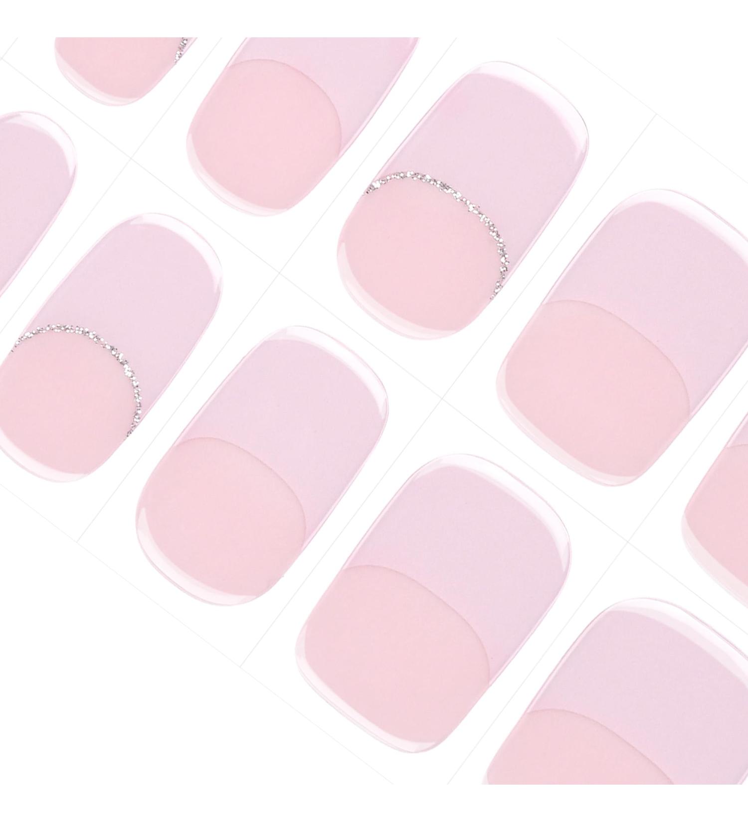 Danni & Toni Ballet Blush Pink French Glitter Gel Nail Films - Self-Adhesive Nail Stickers 28 Pack UV Gel Nail Art Design - Buy Online on GoSupps.com