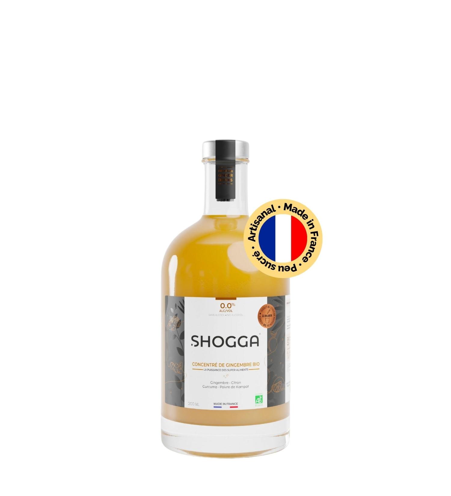 SHOGGA | Organic Ginger Juice | Made in France | Premium Non-Alcoholic Beverage | 12 Superfoods: Cold-Pressed Fresh Ginger Lemon Turmeric Kampot Pepper Herbs & Spices (200ml) - Buy Online on GoSupps.com