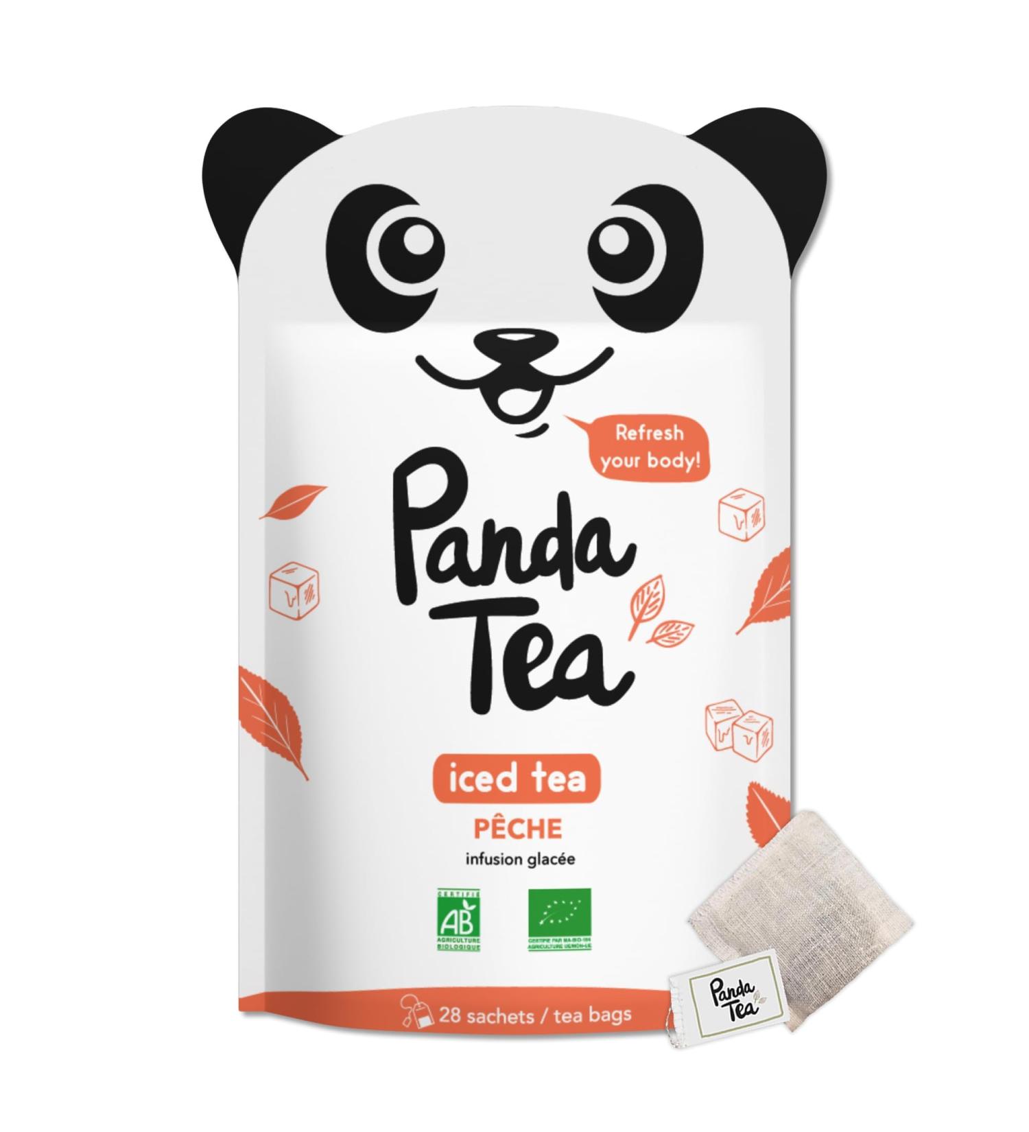 Panda Tea - Detox Ice Tea Ice Tea Cold Infusion - Peach Hibiscus Vanilla Flavor - Certified Organic - 28 Cotton Bags - G - Buy Online on GoSupps.com