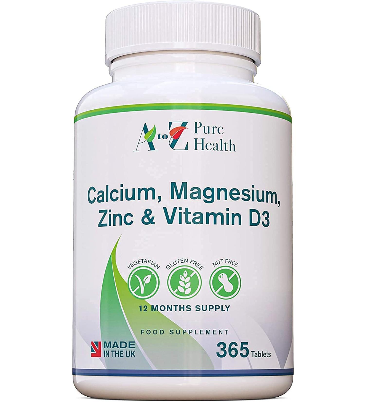 Premium Calcium Magnesium Zinc & Vitamin D Supplement | 365 Tablets | Immune & Bone Health Multi-Vitamin | Osteo Support - Buy Online on GoSupps.com