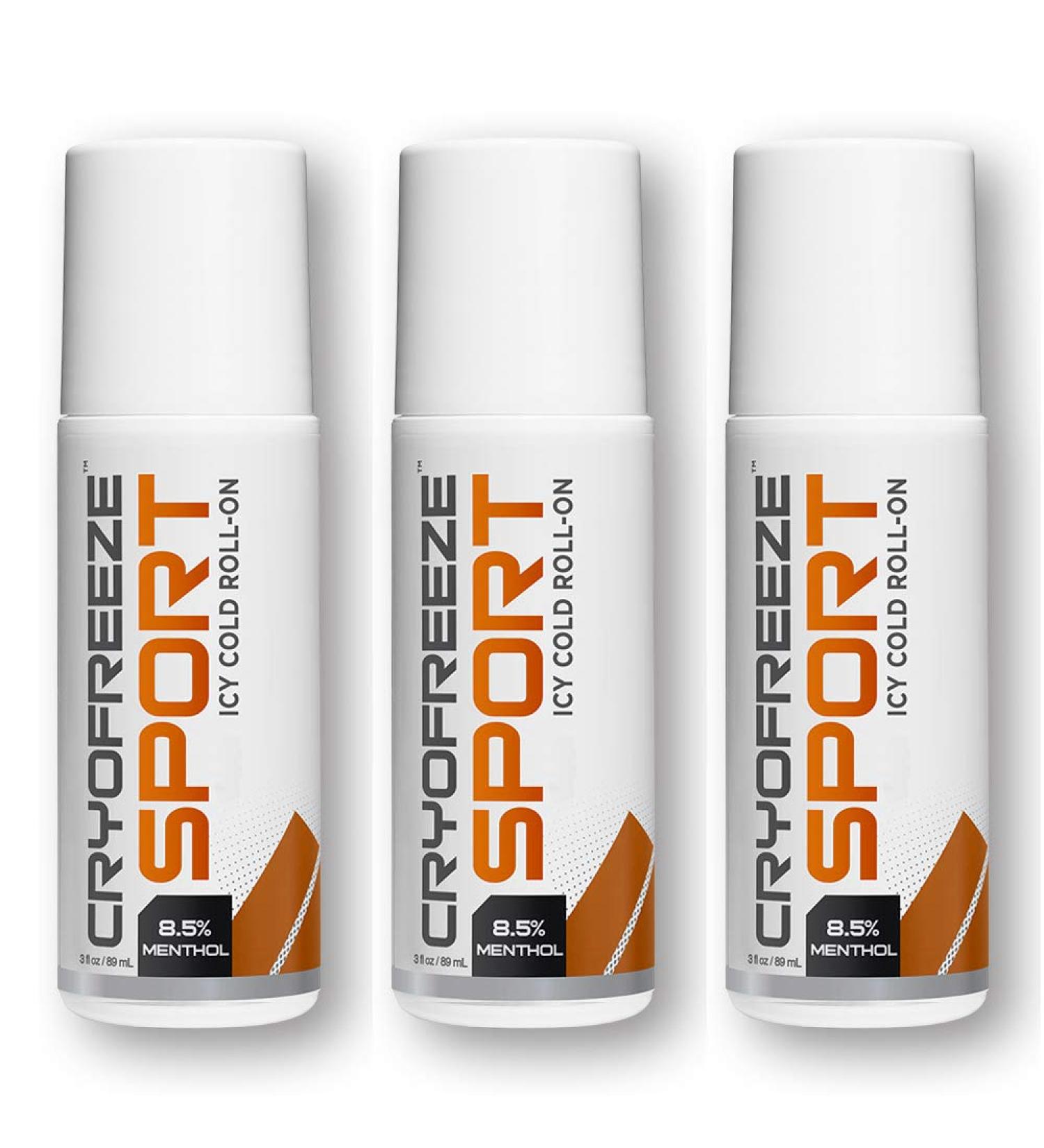 OMAX CryoFreeze Sport ICY Cold Pain Relief Roll-On - 8.5% Menthol - Natural Pain Relief (3 Bottles) - Buy Online on GoSupps.com