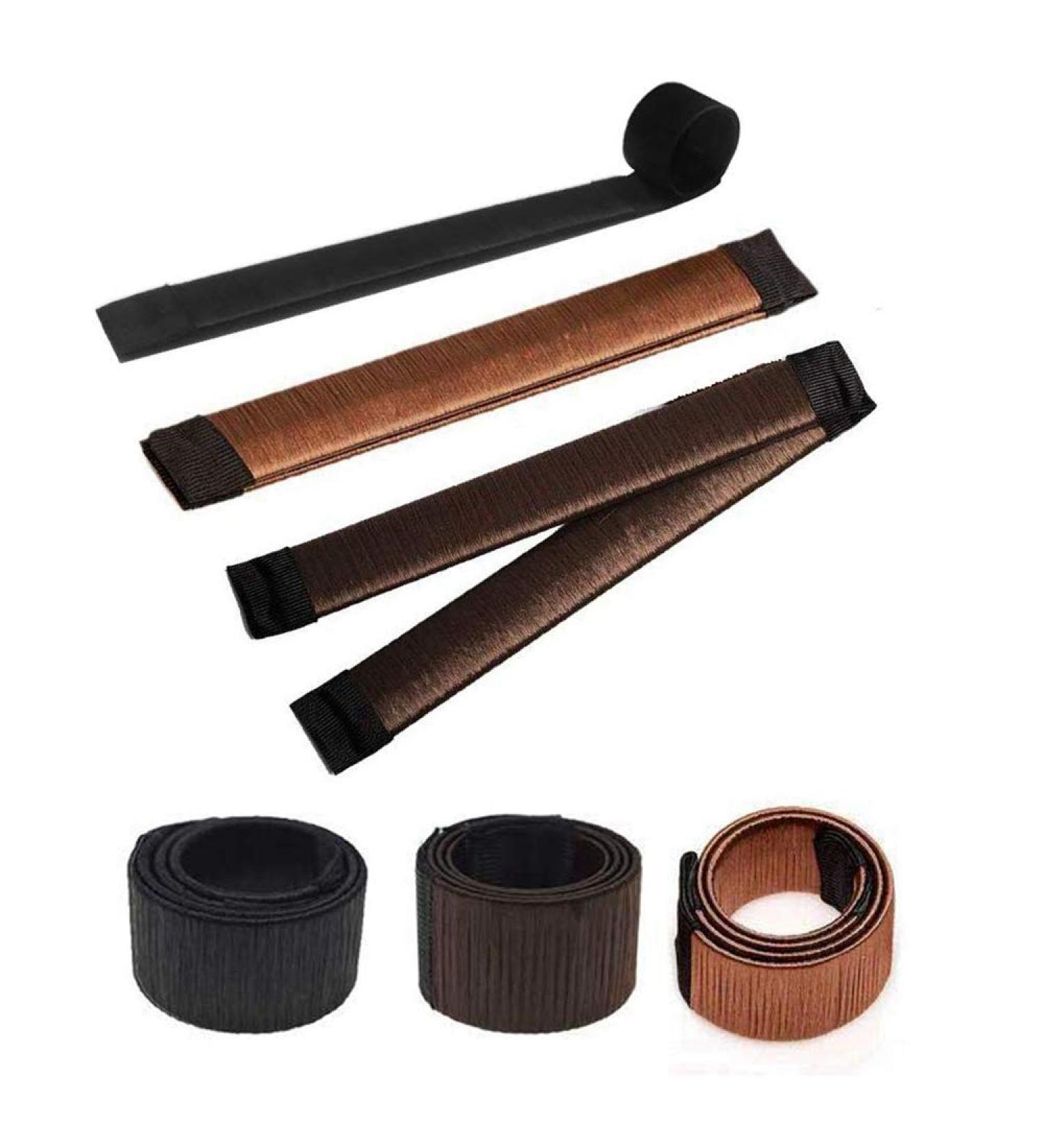 Miniy 3Pcs Donut Hair Bun Maker Set | DIY Hair Bun Accessories & Tools | French Twist Hair Clips in Black Dark Brown & Brown - Buy Online on GoSupps.com