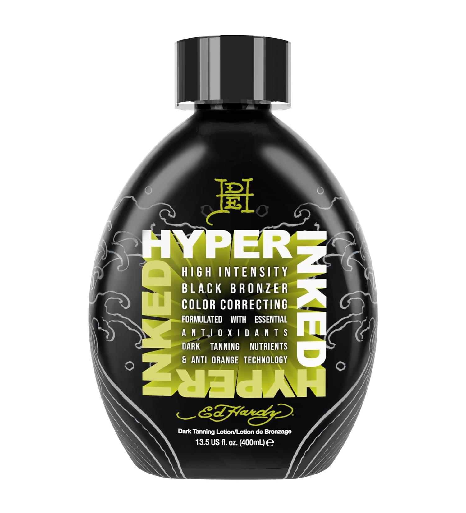 Ed Hardy Tanning Hyper Inked - High Intensity Color Correcting Anti-Aging Black Bronzer | Dark Tanning Lotion for Flawless Skin - Buy Online on GoSupps.com