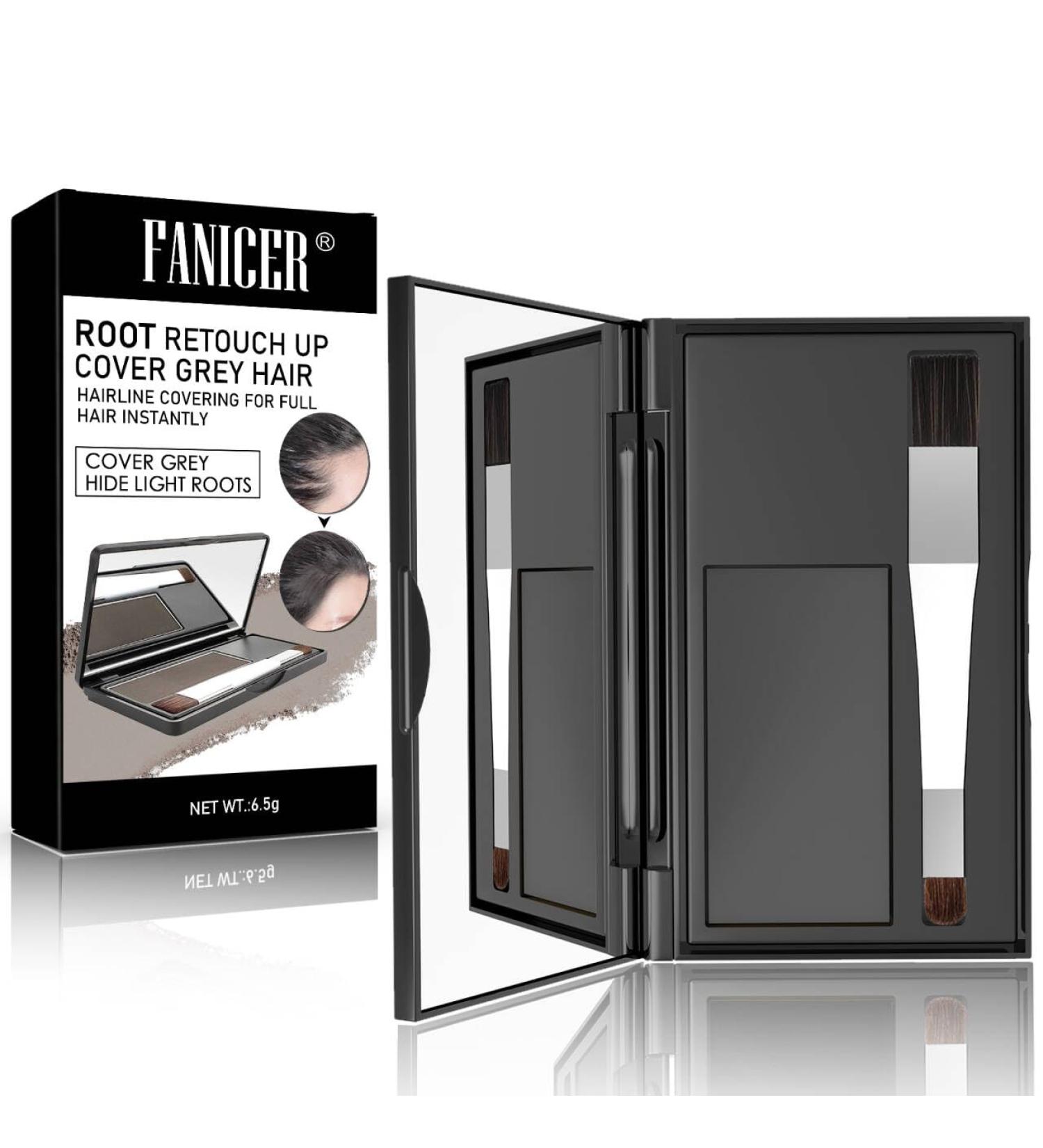 Root Cover Up Natural Looking Root Touch Up Powder Quick and Easy Hairline Shadow Powder with Brush and Mirrored Compact Root Cover Up Instantly Hairline (Black) - Buy Online on GoSupps.com