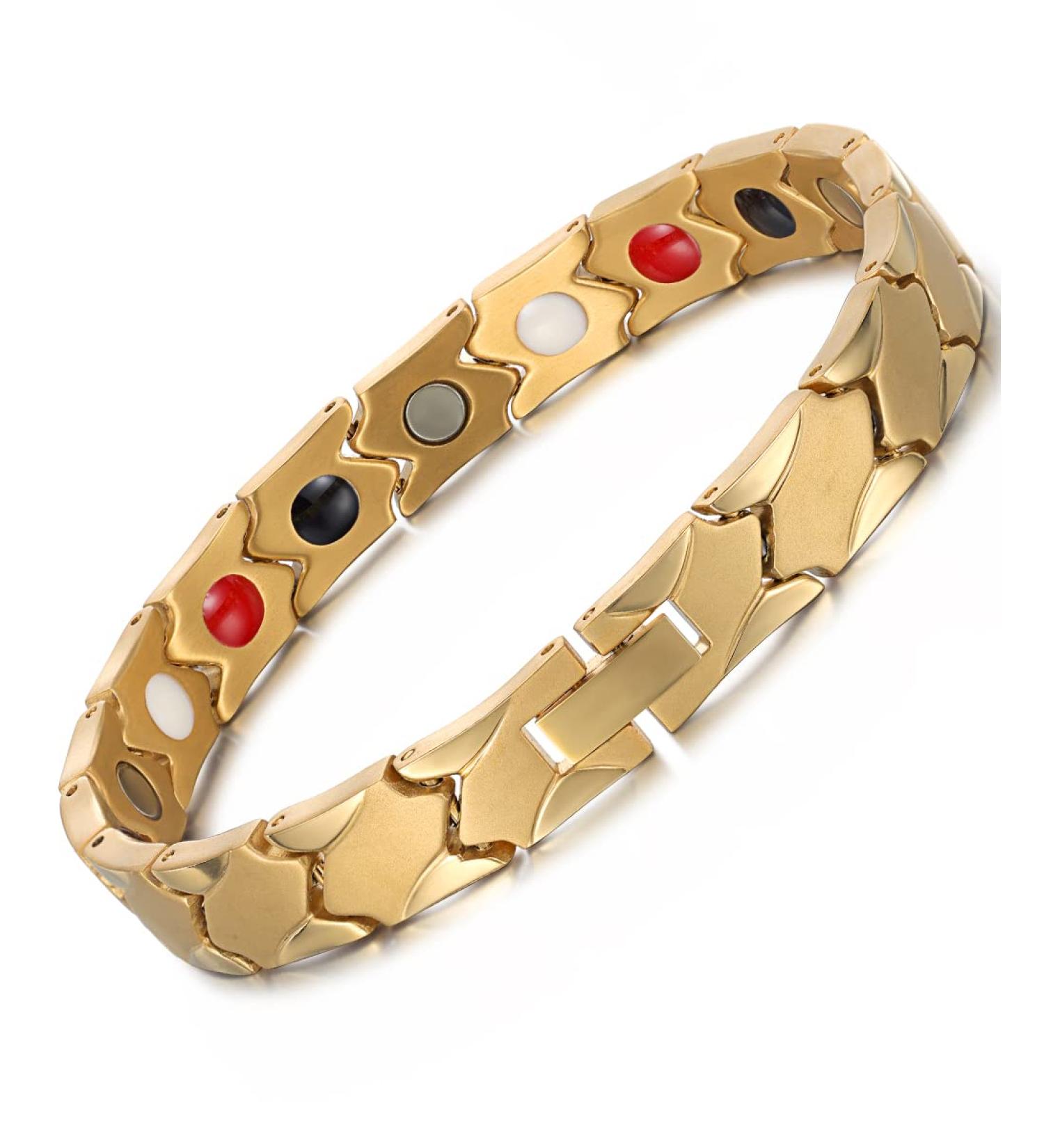 WELMAG WM 4 Elements Magnet Titanium Steel Magnets Bracelet For Women&Men Arthritis & Carpal Tunnel Syndrome Pain Relief Adjustable Length Bracelets Unique Gold Halloween Jewelry Gifts - Buy Online on GoSupps.com