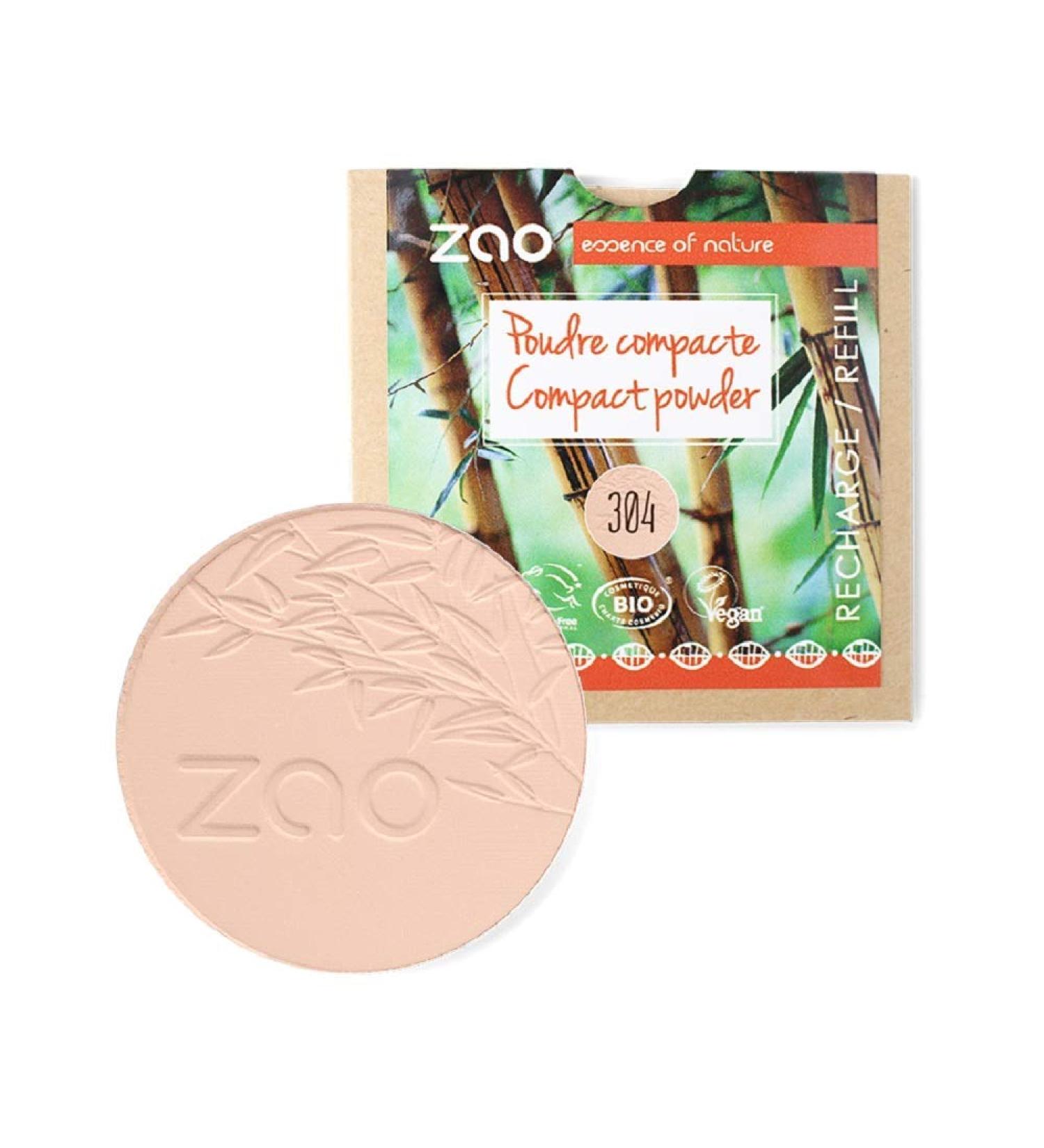 Buy Bio Vegan Compact Powder Zao Refill 9g - Natural Opaque & Mattifying Makeup - No. 304 Cappuccino - Eco-Friendly Cosmetics - Buy Online on GoSupps.com