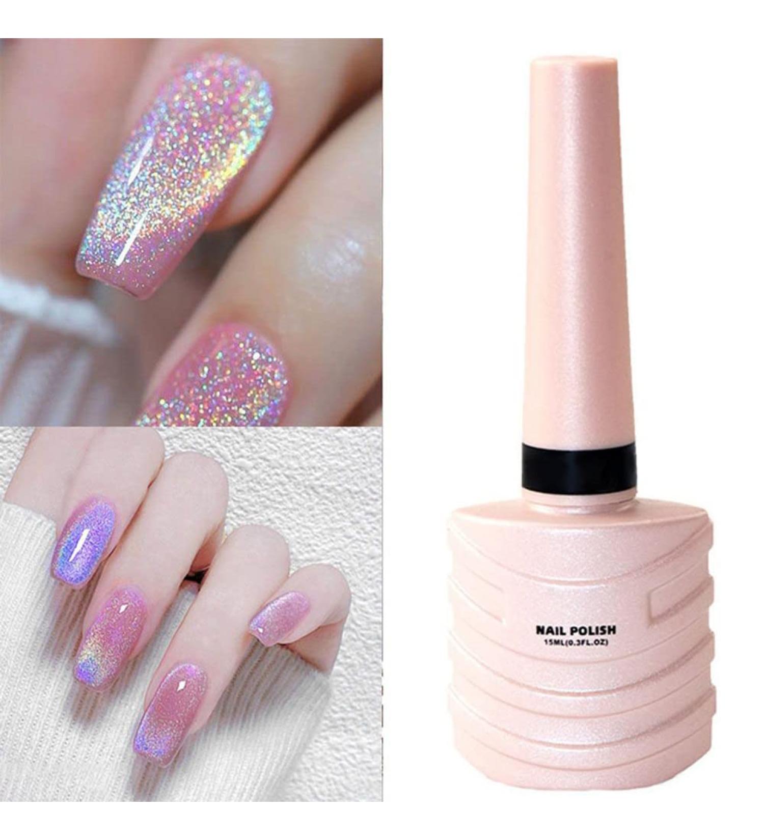 15 ml Cat Eye Gel Nail Polish Glitter Effect UV Gel Nails Glitter Cat's Eye Nail Polish DIY Art Manicure Nail Polish Glitter Soak Off UV Gel Polish Manicure Gel Lacquer Varnish Pink Colour - Buy Online on GoSupps.com
