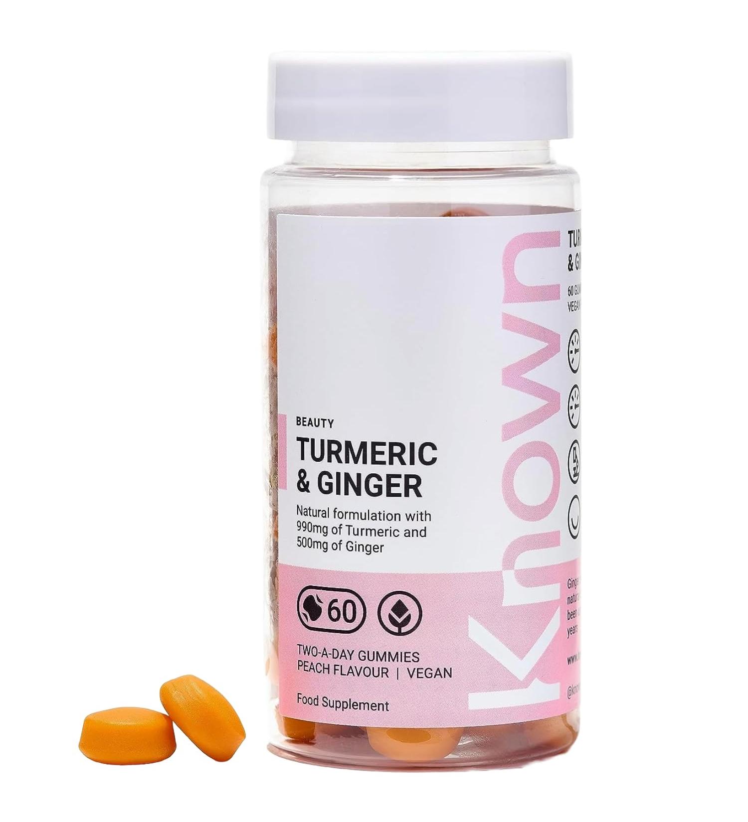 Known Nutrition Vegan Turmeric & Ginger Vitamin Gummies - 60 Gummies | Natural Peach Flavored Supplement - Buy Online on GoSupps.com