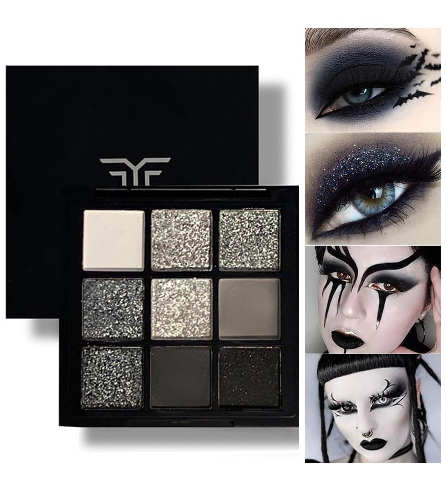GL-Turelifes 9 Colors Matte & Pearl Black Eyeshadow Palette - Smoky Makeup Waterproof Long Lasting Silver Glitter Grey - Shop Now - Buy Online on GoSupps.com