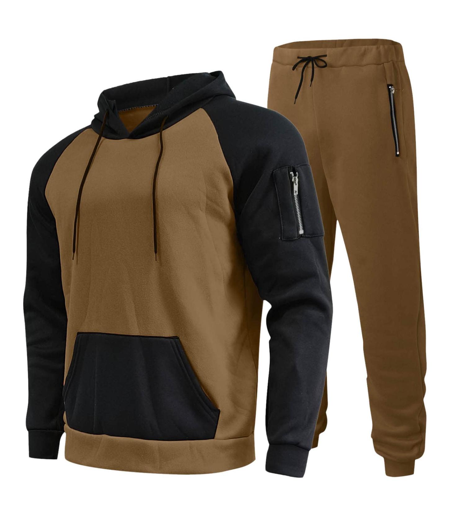 Hanxiulin Men's Training Suit - Adjustable Polyester Jogging Set for Fitness | Sports Clothing in Khaki - Buy Online on GoSupps.com