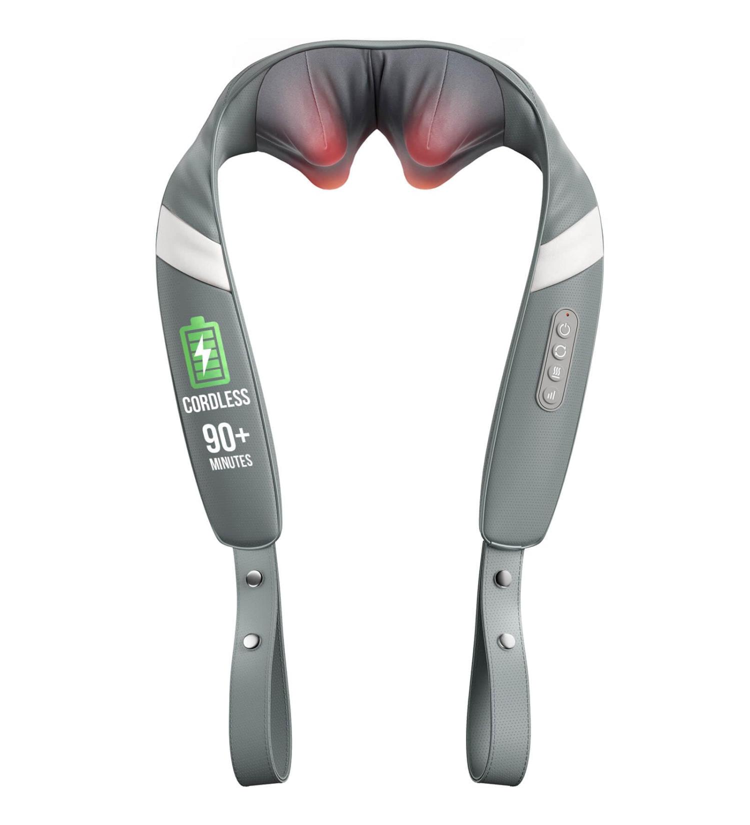 Alljoy Wireless Neck Massager with Heat Function | Shiatsu 3D-Rotating Massage Device for Neck Back & Shoulders | Portable & Adjustable Strap | Perfect Gift in Gray - Buy Online on GoSupps.com