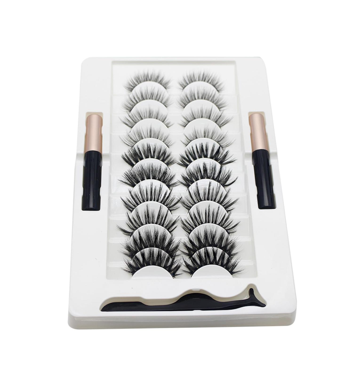 TONXX 10 Pairs Magnetic Eyelashes and Eyeliner Kit Reusable 3D Magnetic False Lashes Extension Needed for Makeup 2# - Buy Online on GoSupps.com